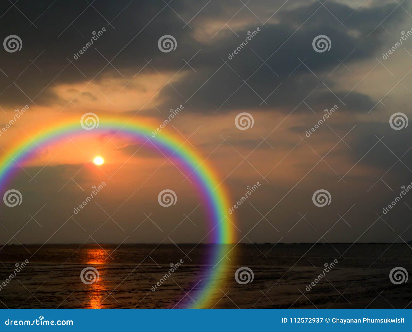 rainbow and reflection spread cloud of sunset