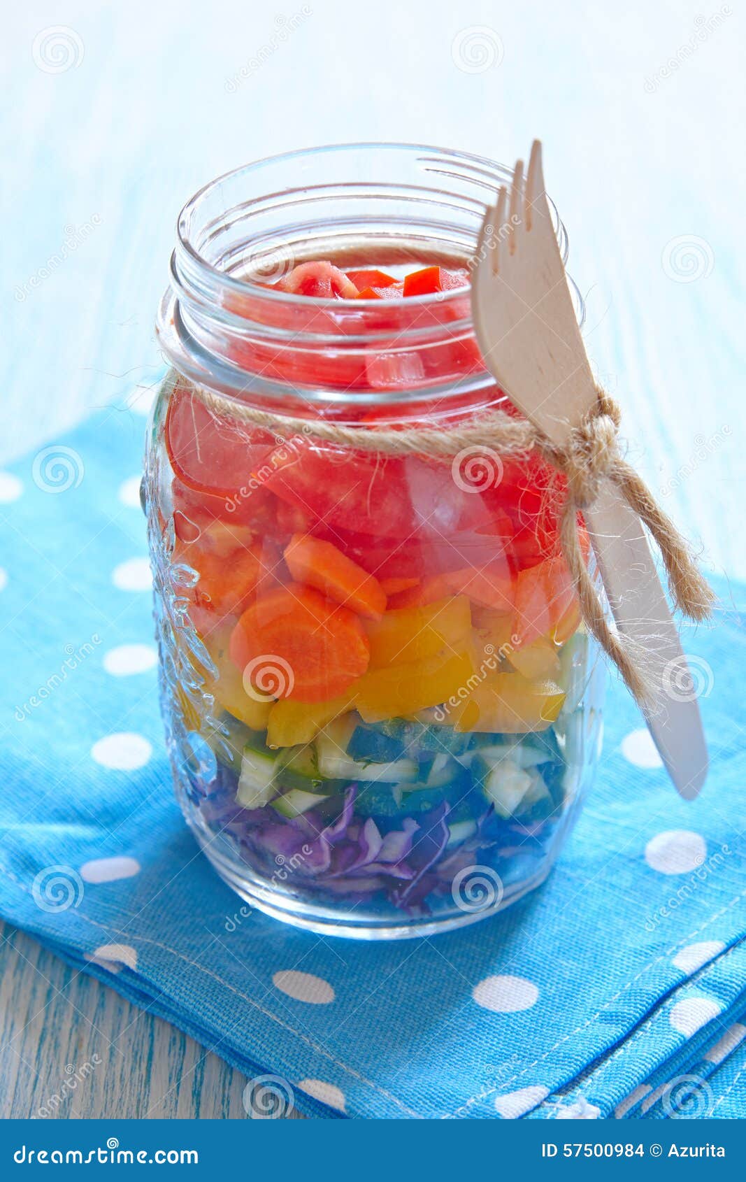 Rainbow Salad In Mason Jar Stock Photo Image Of Closeup 57500984