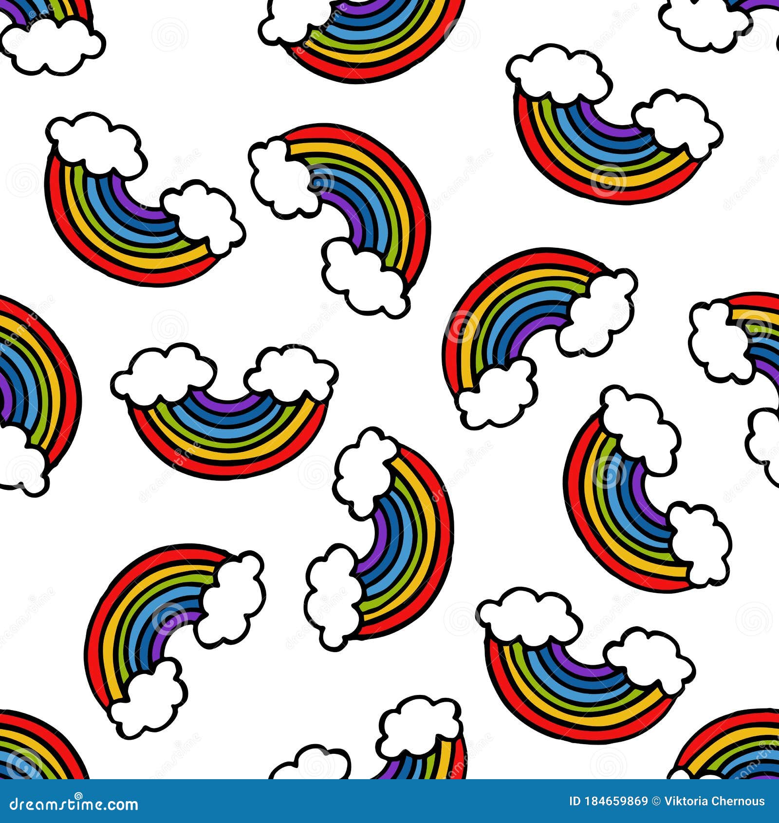 Rainbow Seamless Doodle Pattern Stock Illustration Illustration of