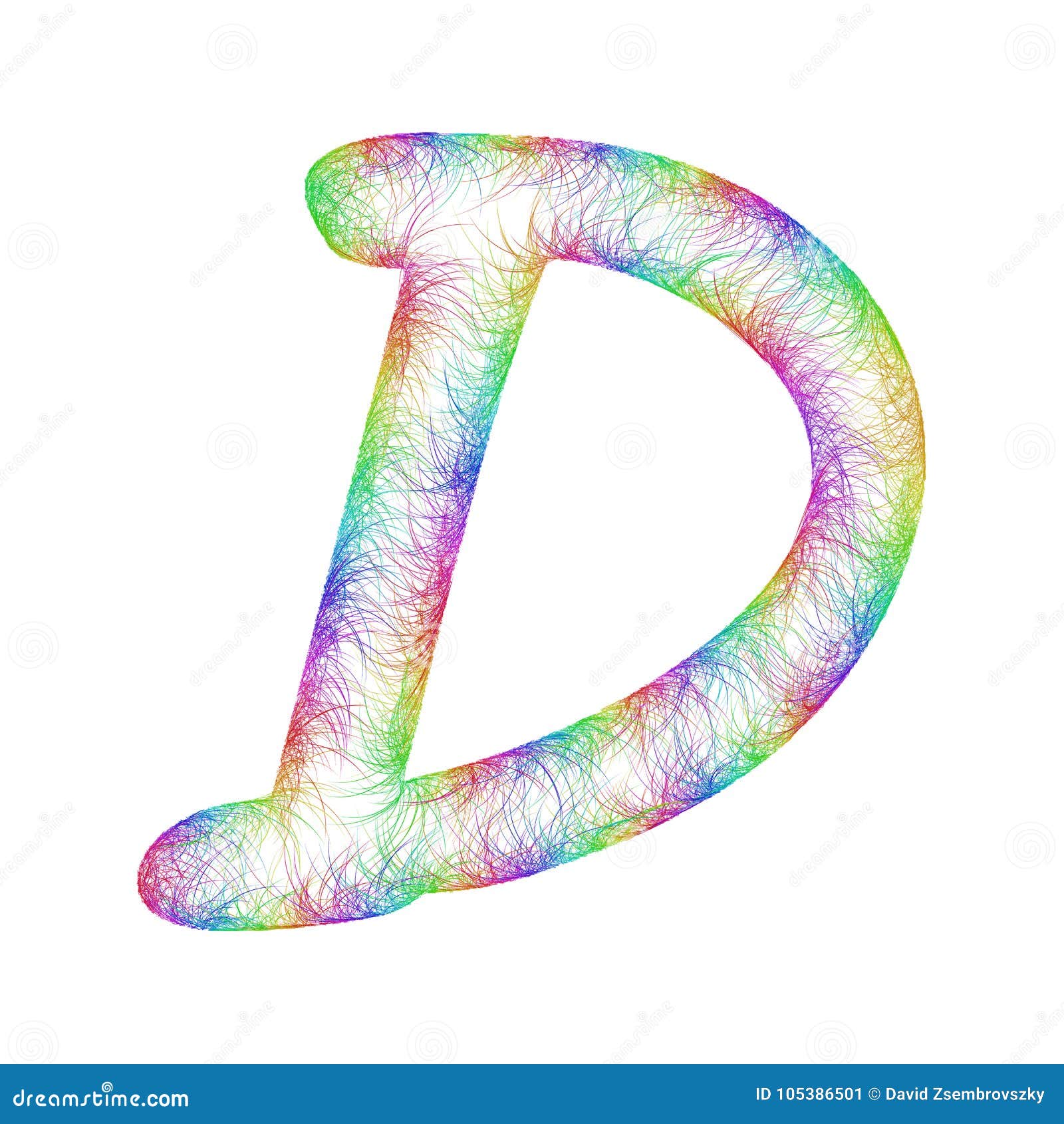 Rainbow Sketch Font Design - Letter D Stock Vector - Illustration of ...