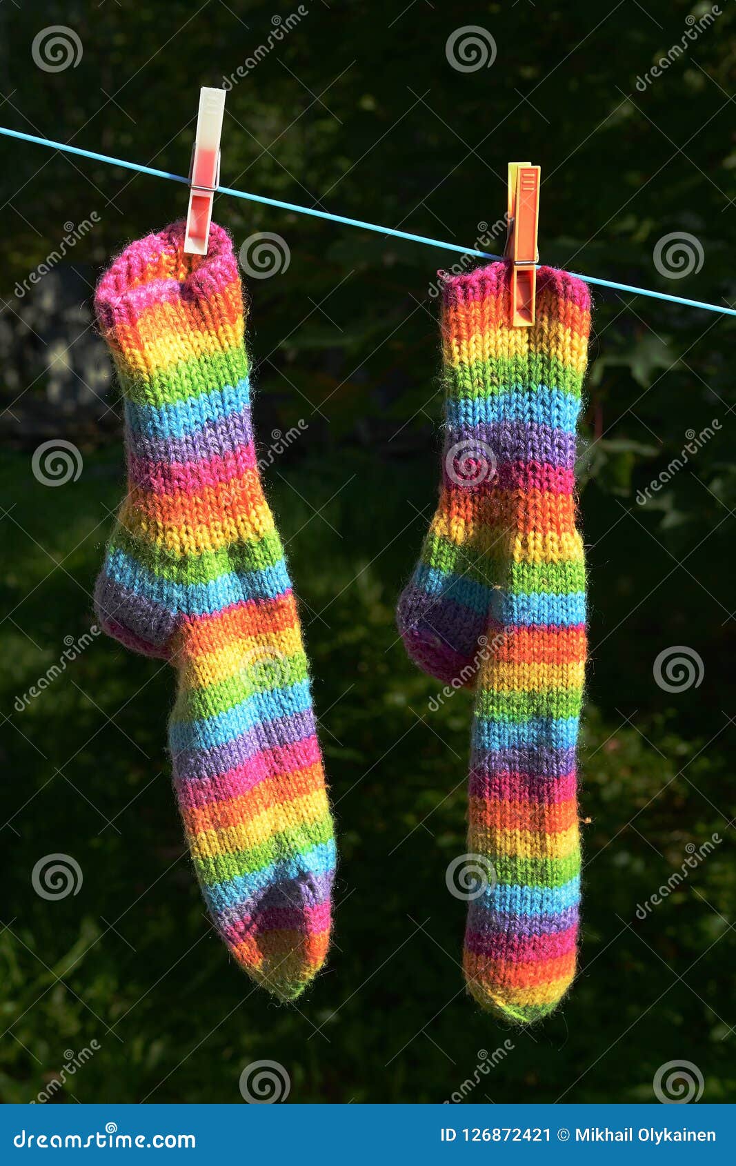 Rainbow Socks Hang on the Clothesline Stock Image - Image of ...