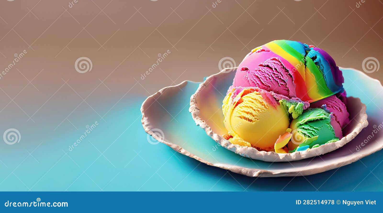 Rainbow Summer Ice Cream a Burst of Color and Flavor Stock