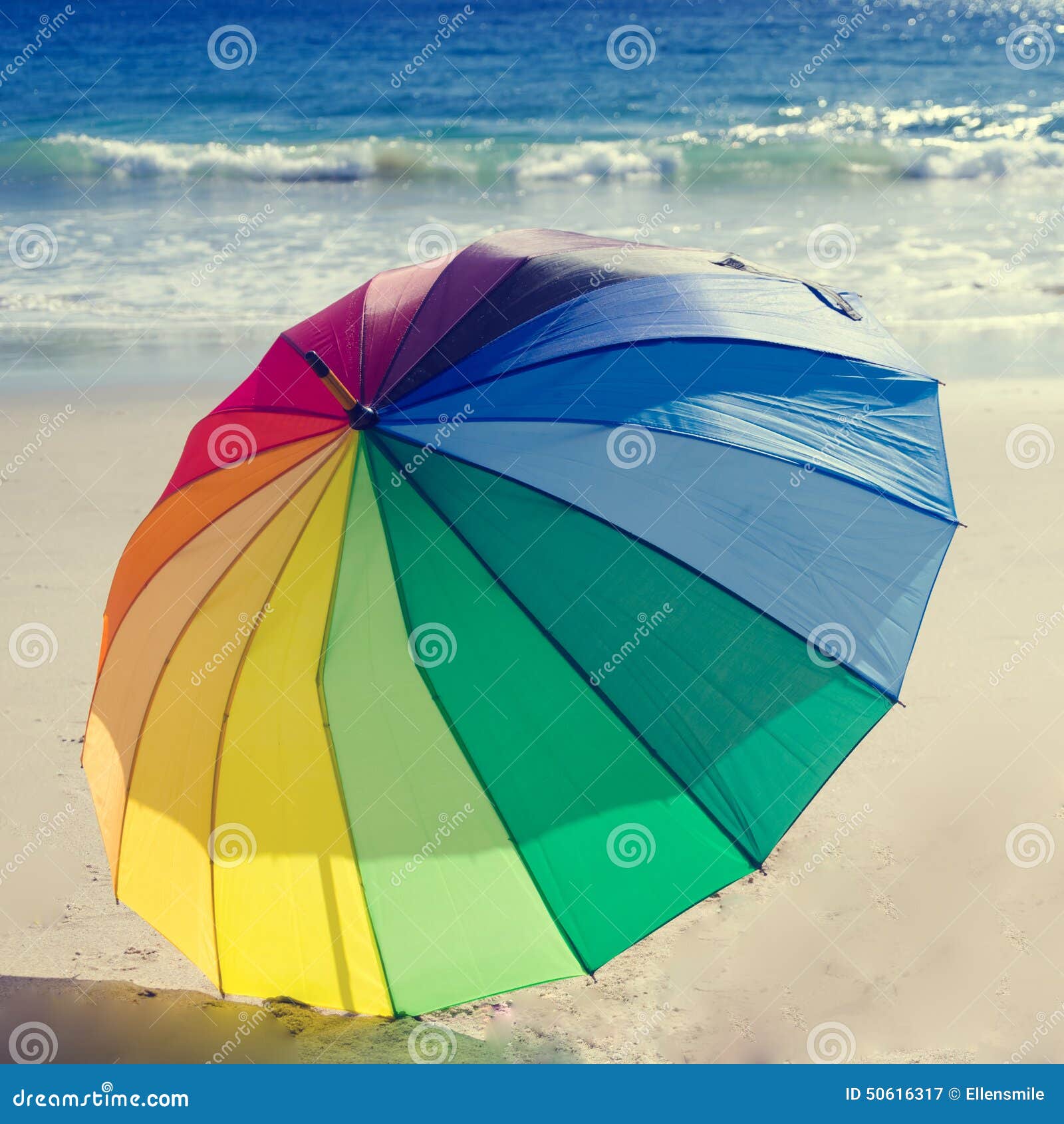 Rainbow Umbrella by the Ocean Stock Image - Image of resort, relaxation ...