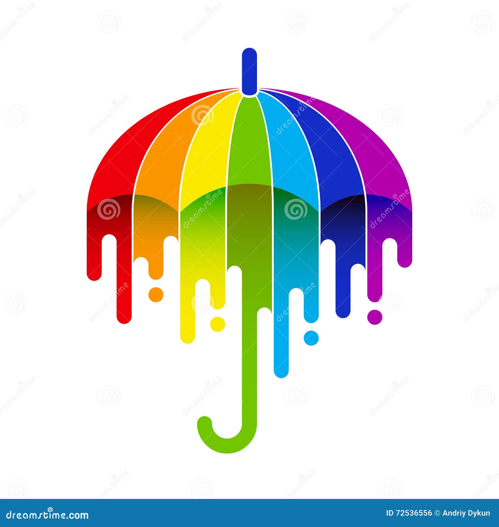 Rainbow umbrella stick stock vector. Illustration of steel 72536556