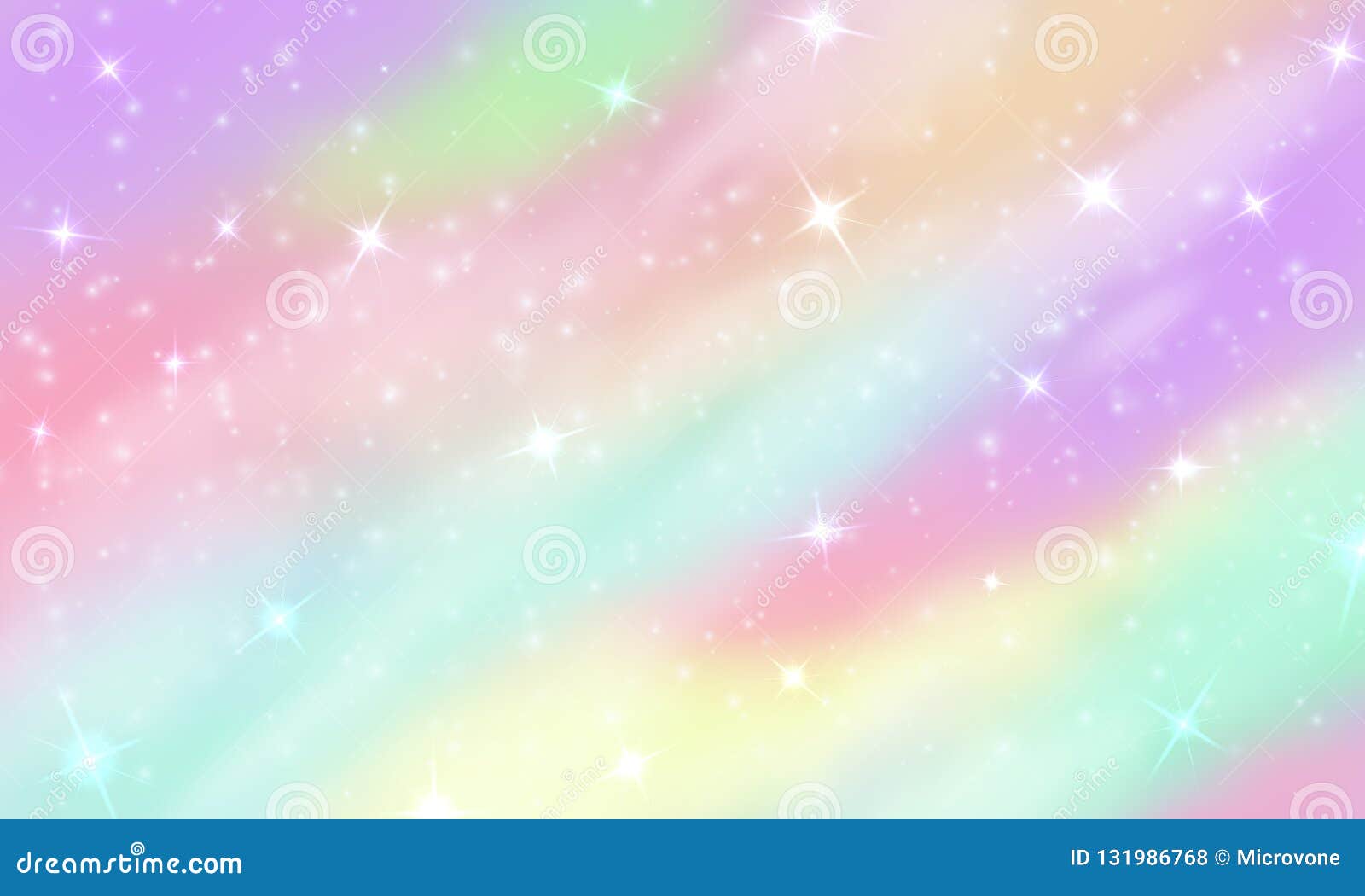 Rainbow Unicorn Background Mermaid Glittering Galaxy In Pastel Colors With Stars Bokeh Magic Pink Holographic Vector Stock Vector Illustration Of Light Glitter