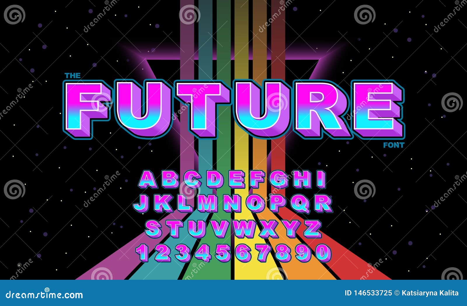Download Rainbow Vector Of Stylized Vintage Font And Alphabet ...