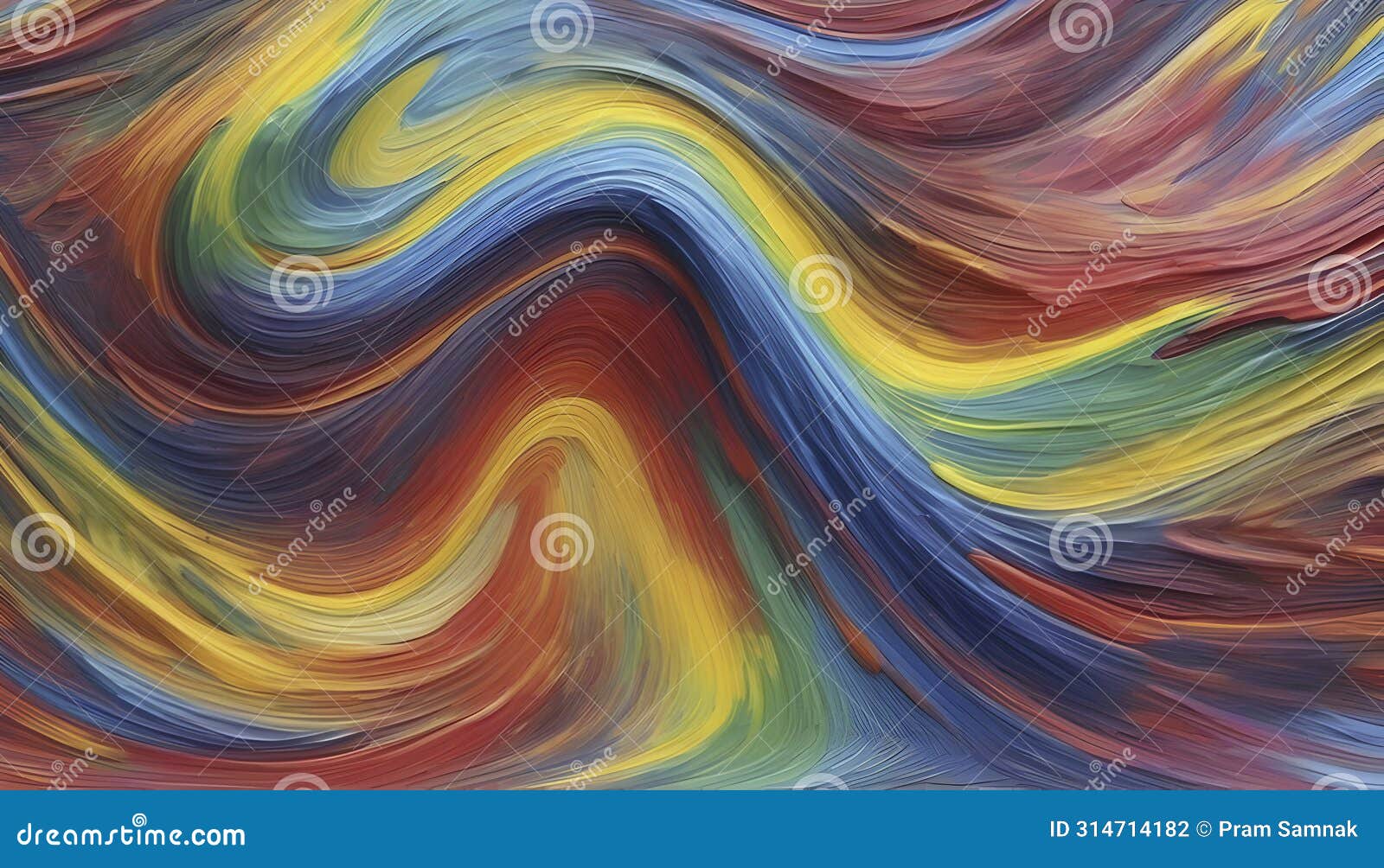 rainbow wave oil painting using brush technique.
