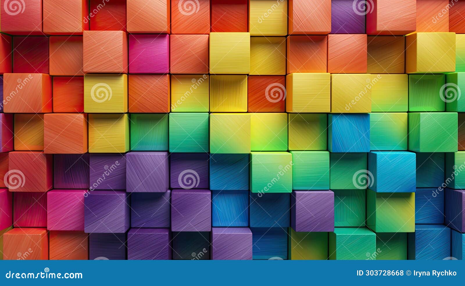 Rainbow Wooden Blocks Background Stock Illustration Illustration of