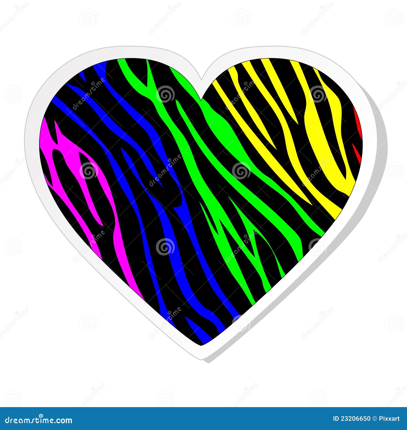 Rainbow Zebra Heart Sticker Stock Vector Illustration of multicolor