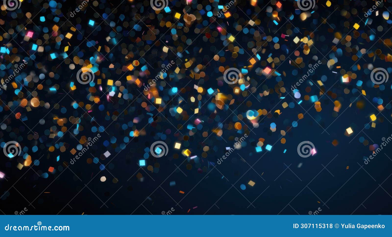 rainbowcolored glow and falling confetti glitter