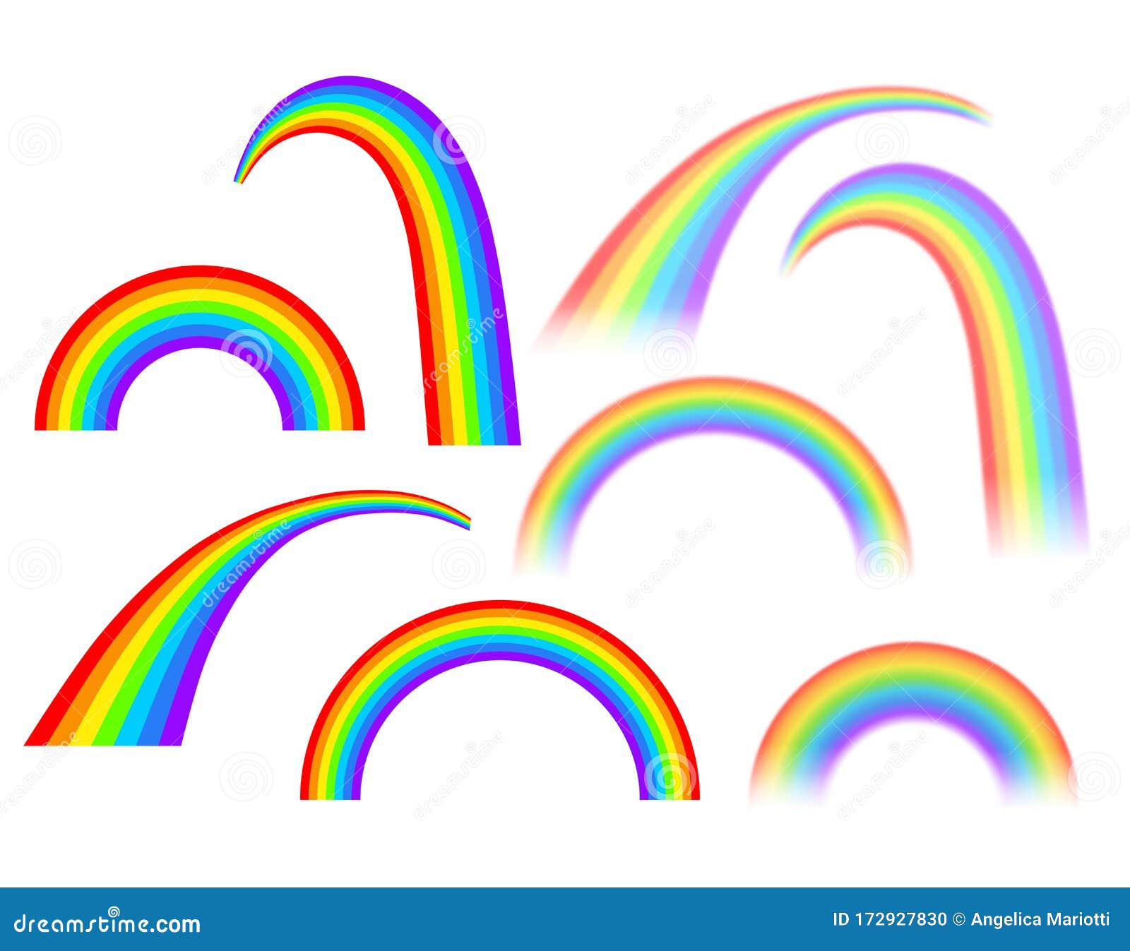 rainbows in different  on white background