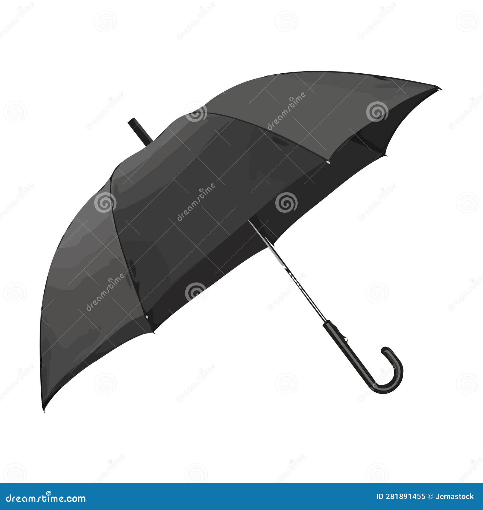 Red Umbrella With Handle, Parasol Icon Closeup Cartoon Vector