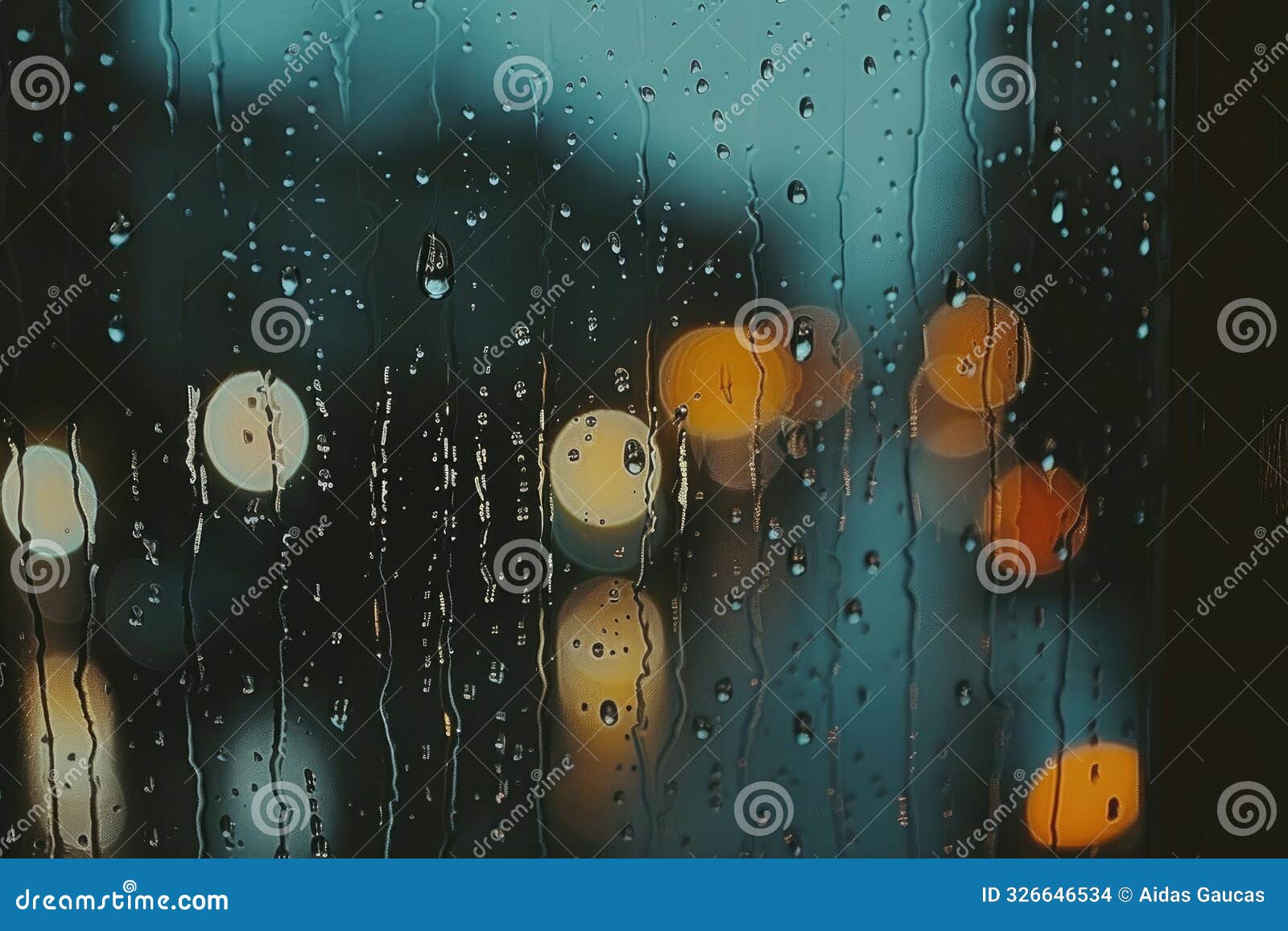 raindrops falling on a window creating a soothing rhythm