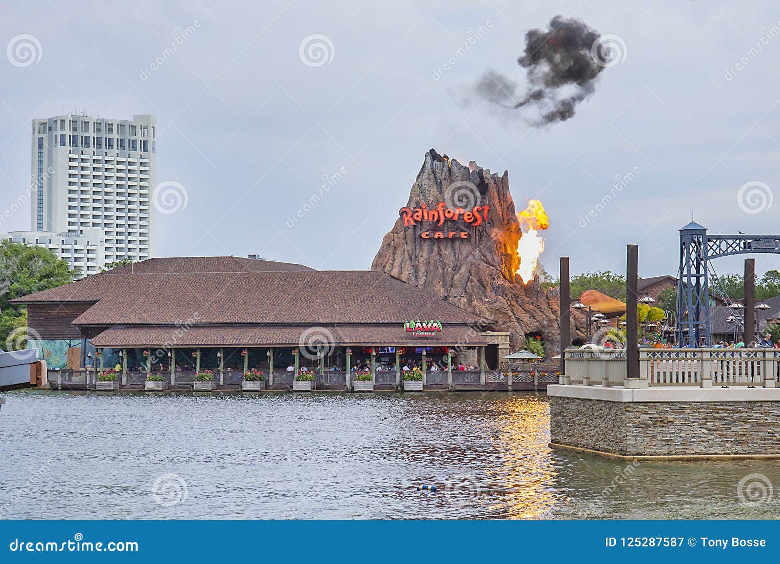 Rainforest Cafe with Volcano Explosion Editorial Photography Image of
