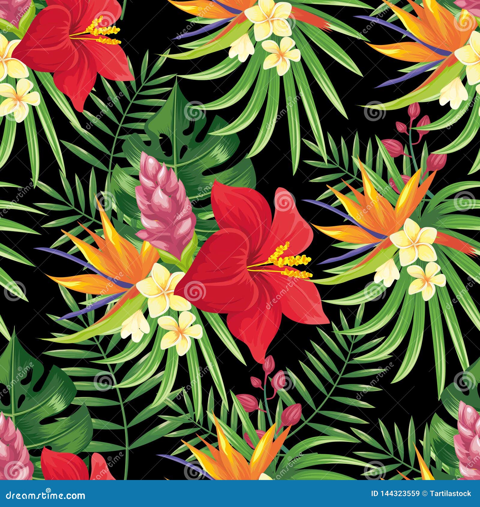 Tropical floral design for t-shirt fabric print Vector Image