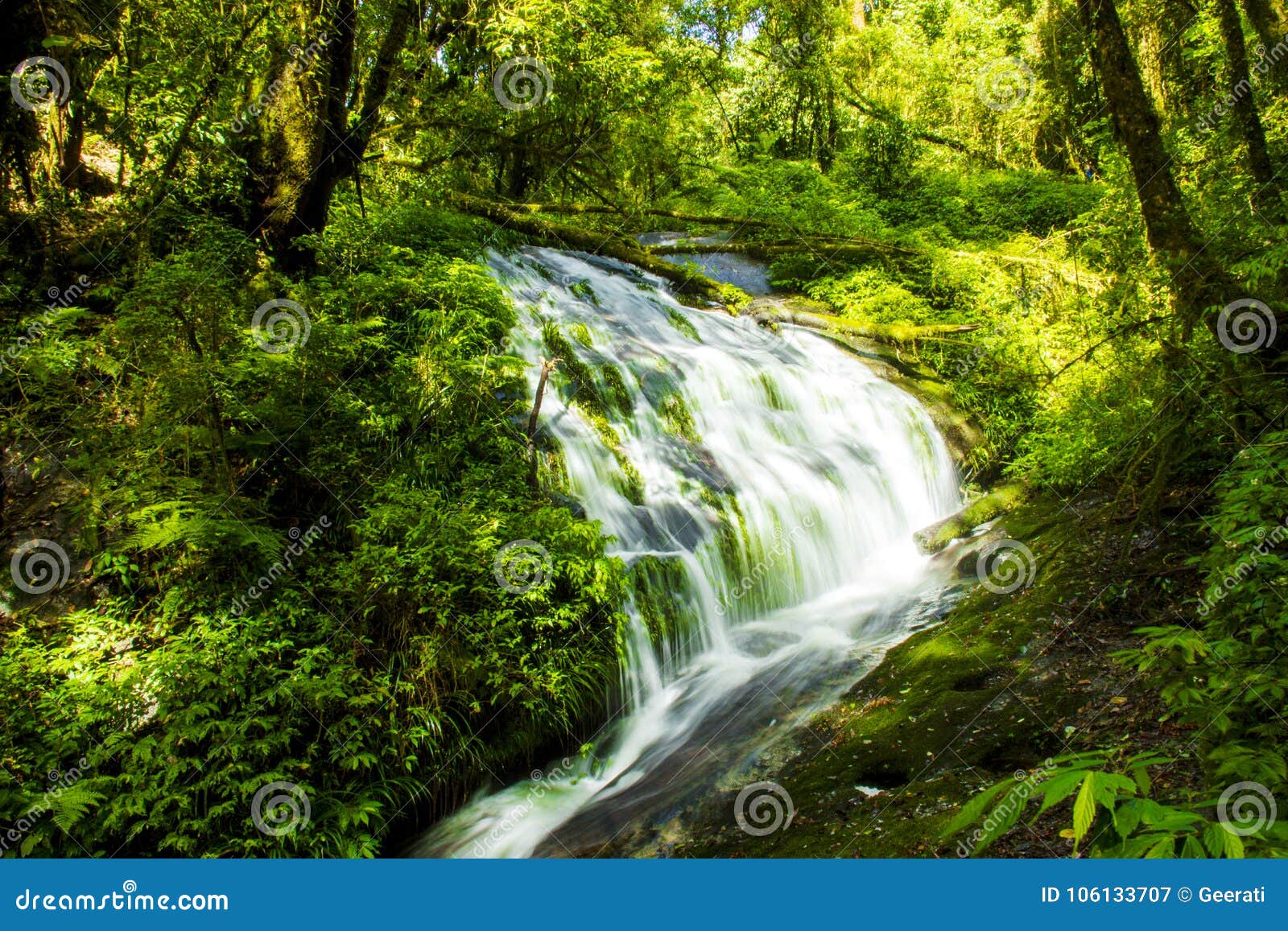 Rainforest Waterfall In Deep Jungle Stock Image Image of background