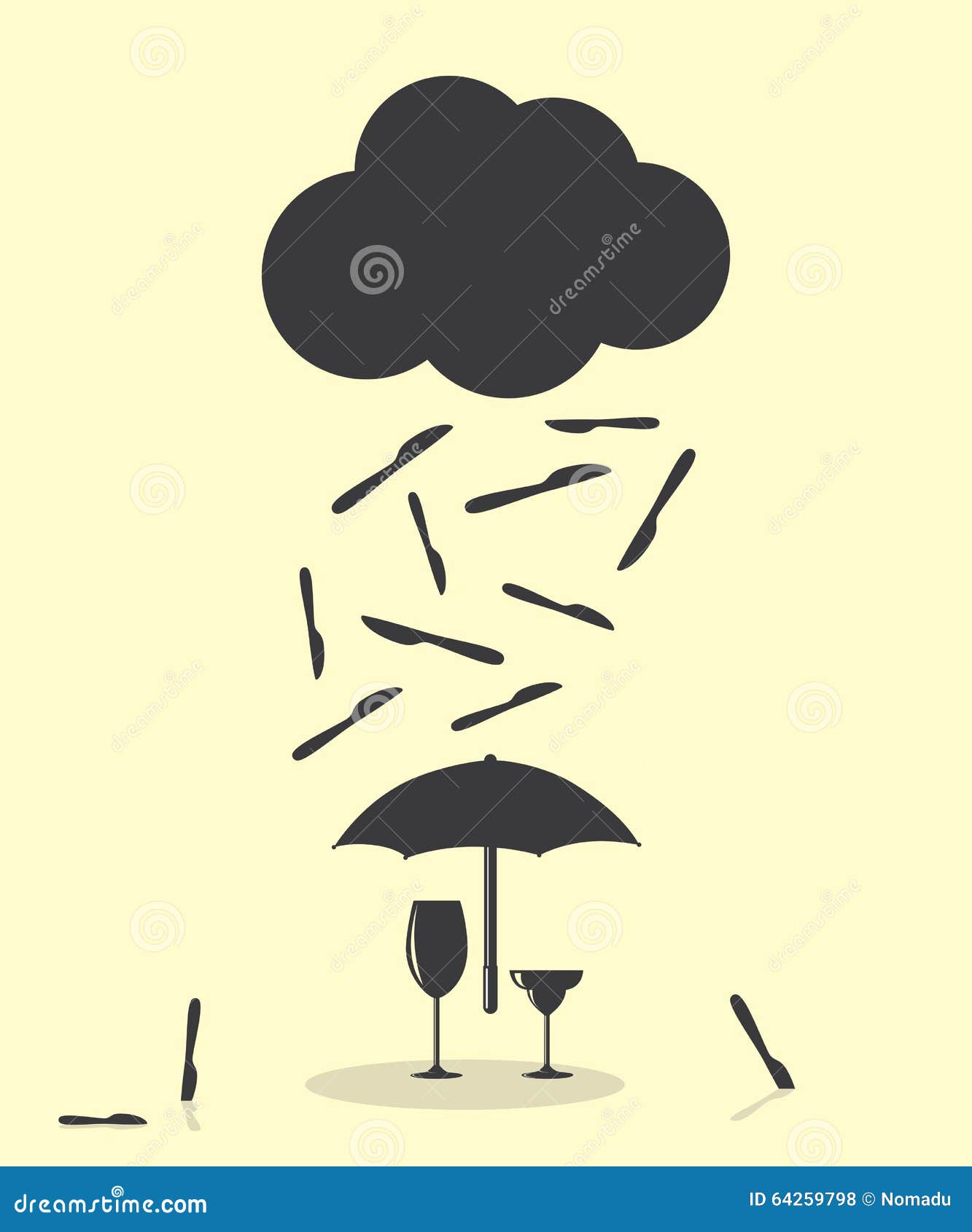 Raining Knife Kitchen Cutlery Stock Vector Illustration of silverware, umbrella 64259798