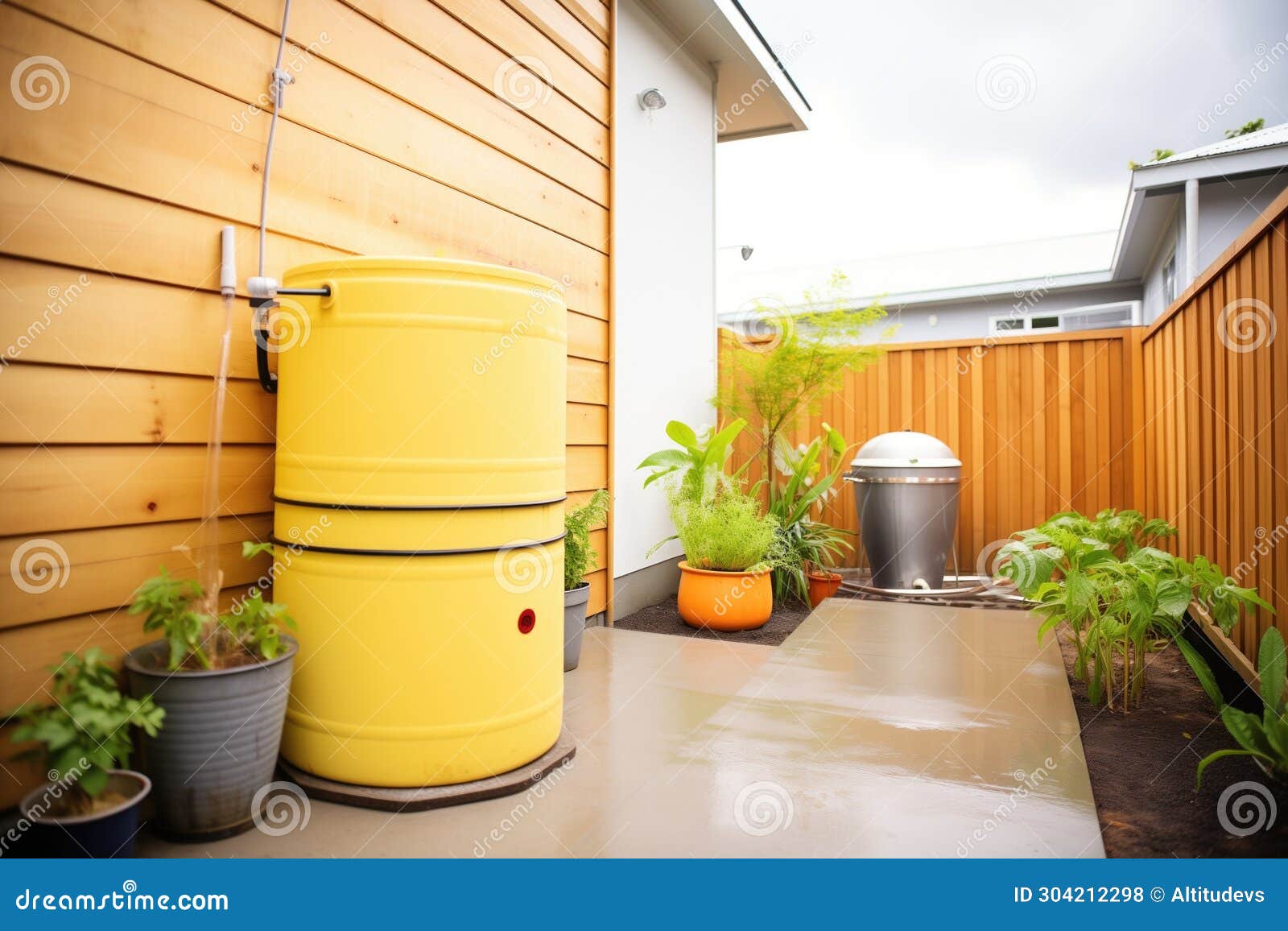 Rainwater Harvesting System at Side of Ecohome Stock Photo Image of