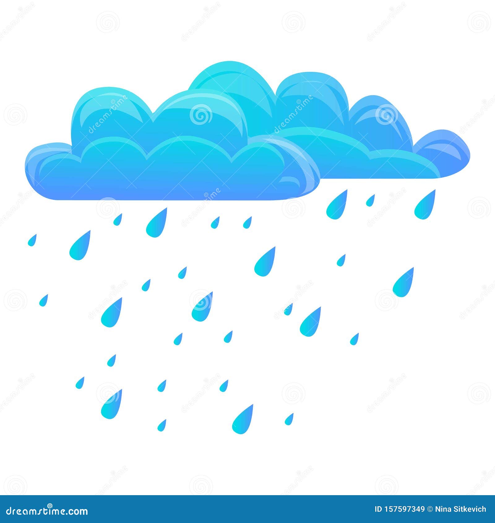 Rainy Cloud Icon, Cartoon Style Stock Vector - Illustration of comic