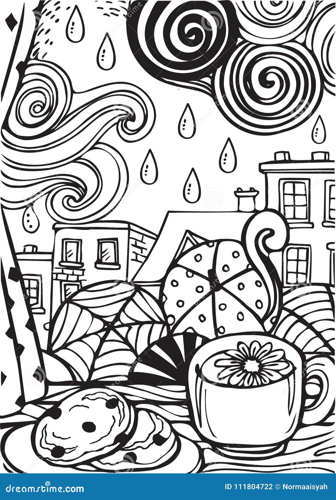 Rainy Day But I Love It Line Art And Outline Illustration Stock