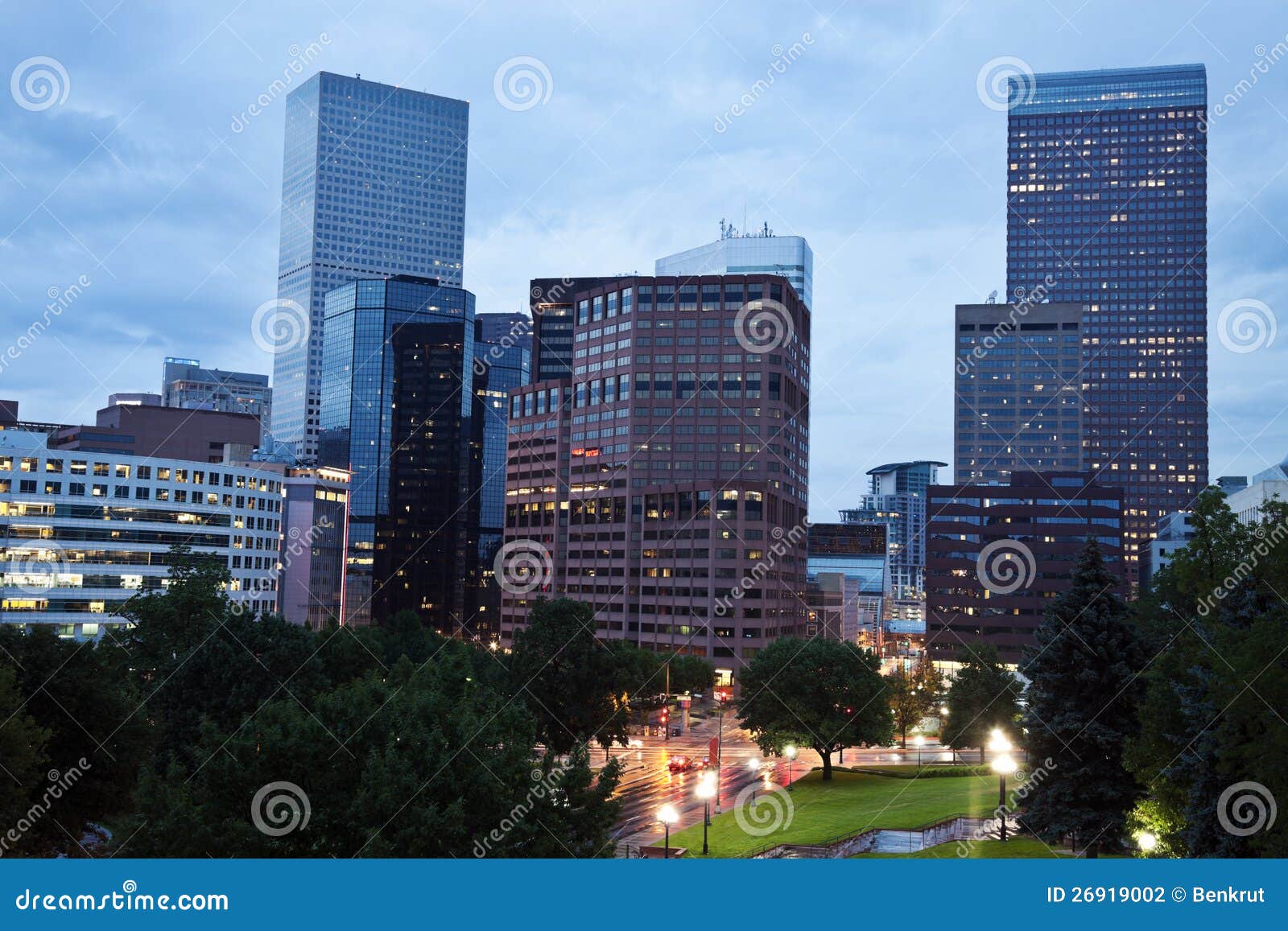 Rainy evening in Denver stock photo. Image of rain, building 26919002