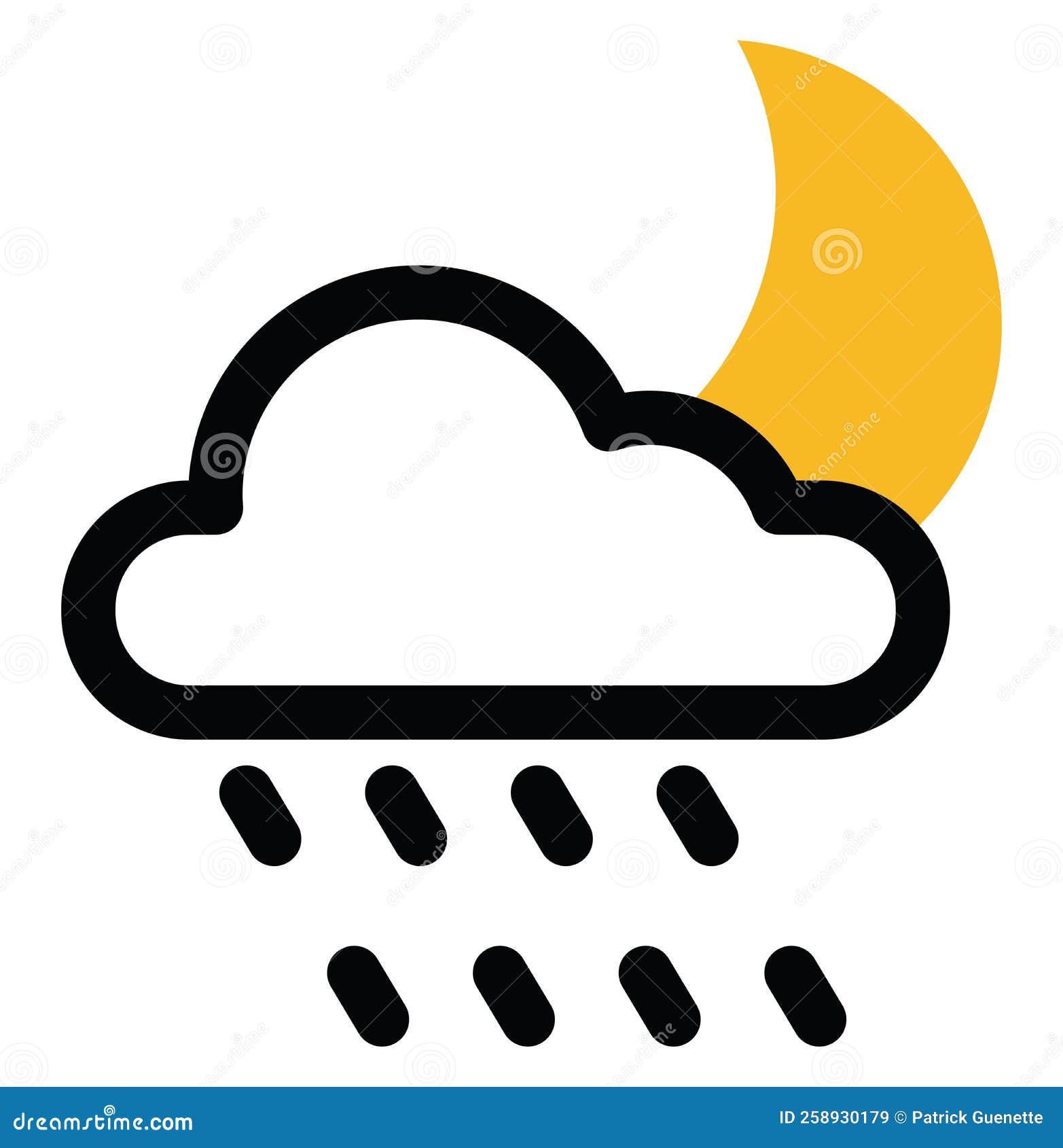 Rainy night, icon stock vector. Illustration of climate 258930179