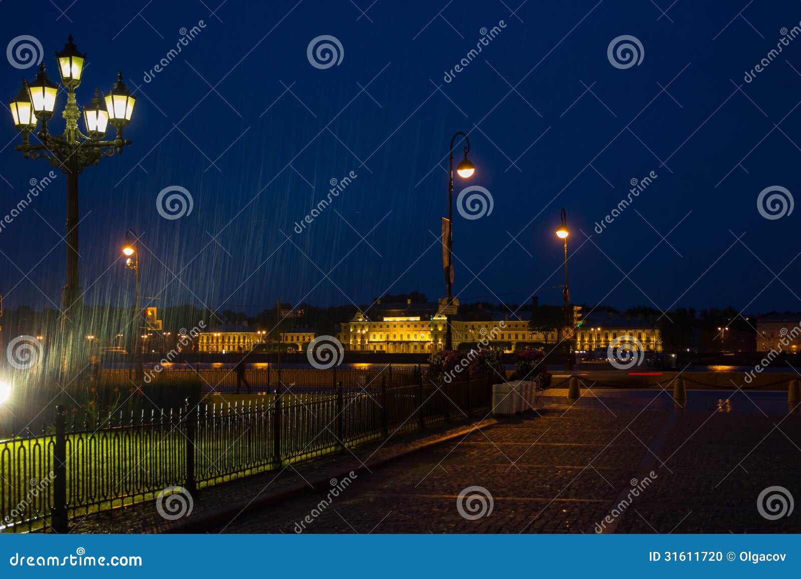 rainy night in st. petersburg, russia
