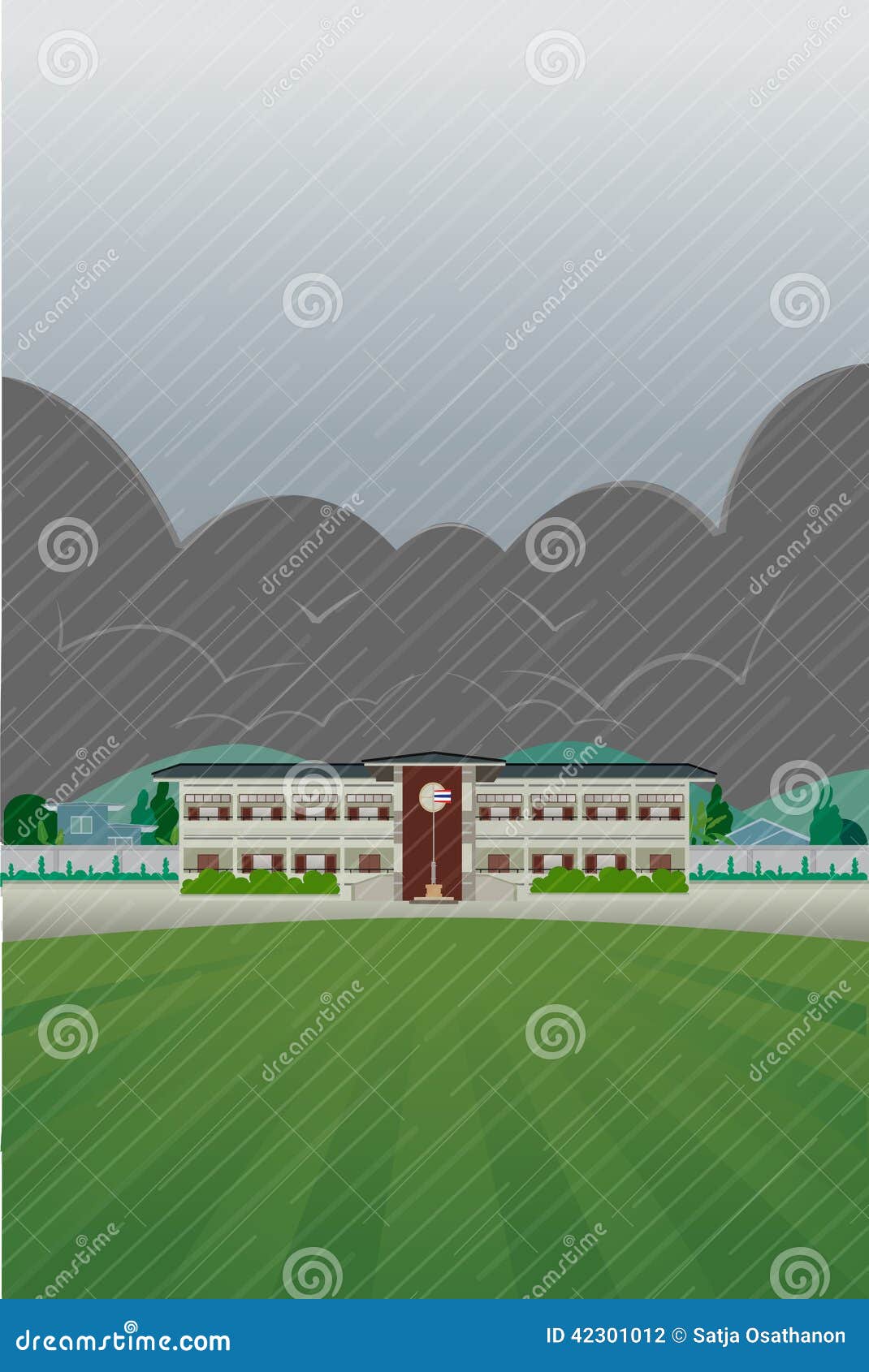 Rainy school stock vector. Illustration of clip, scholastic - 42301012