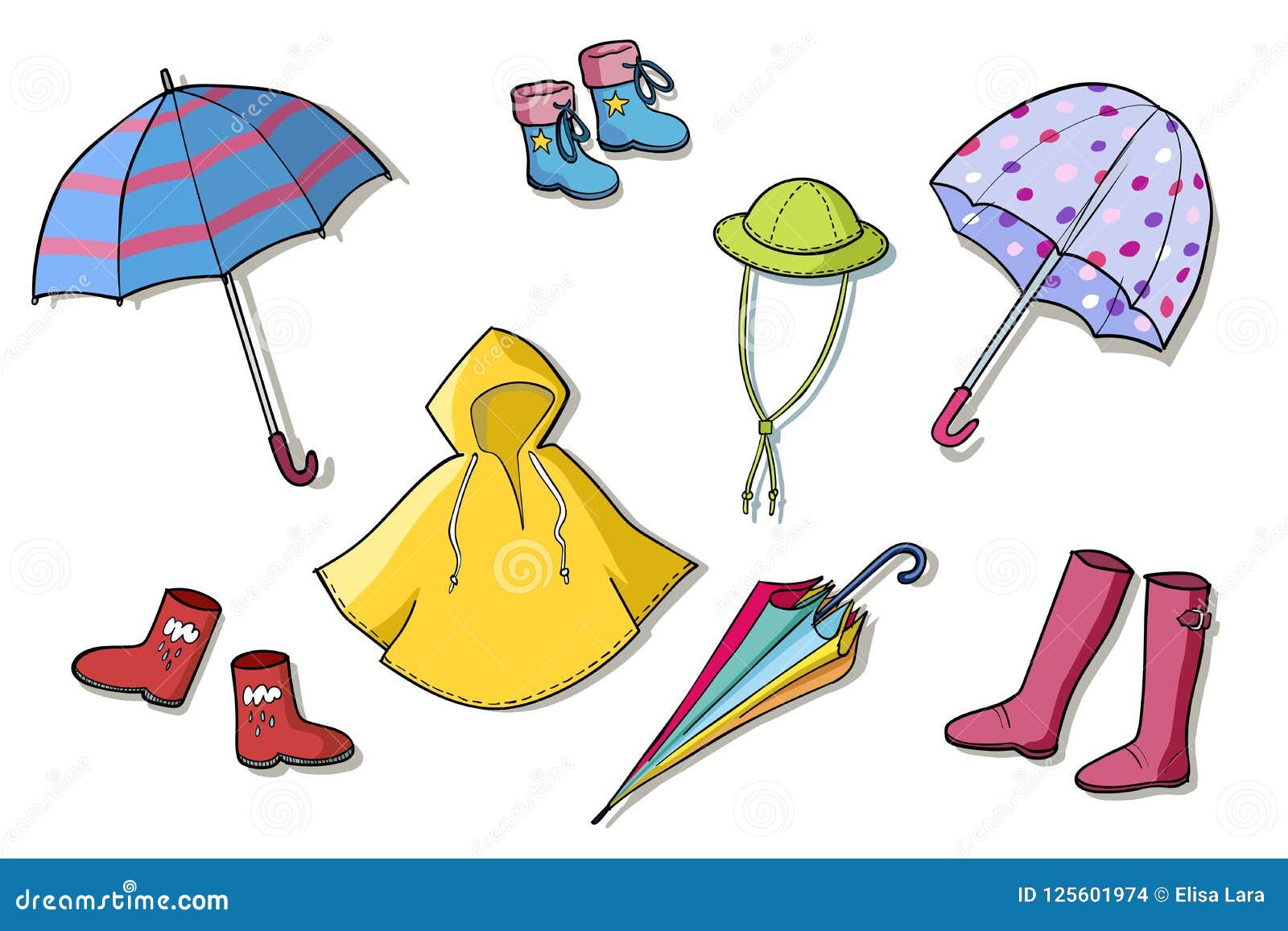 Red Rainy Weather Clothes Collection Stock Vector - Illustration Of 884