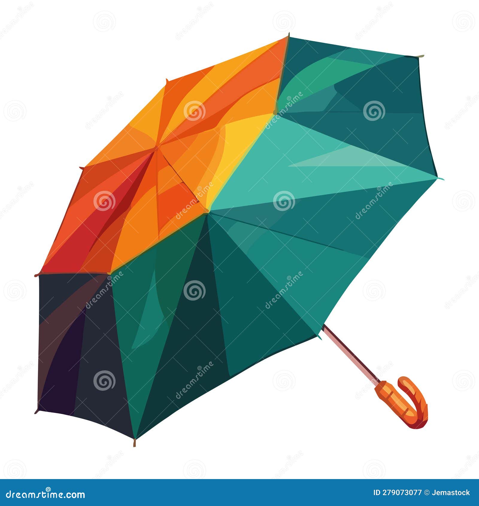 Red Umbrella With Handle, Parasol Icon Closeup Cartoon Vector