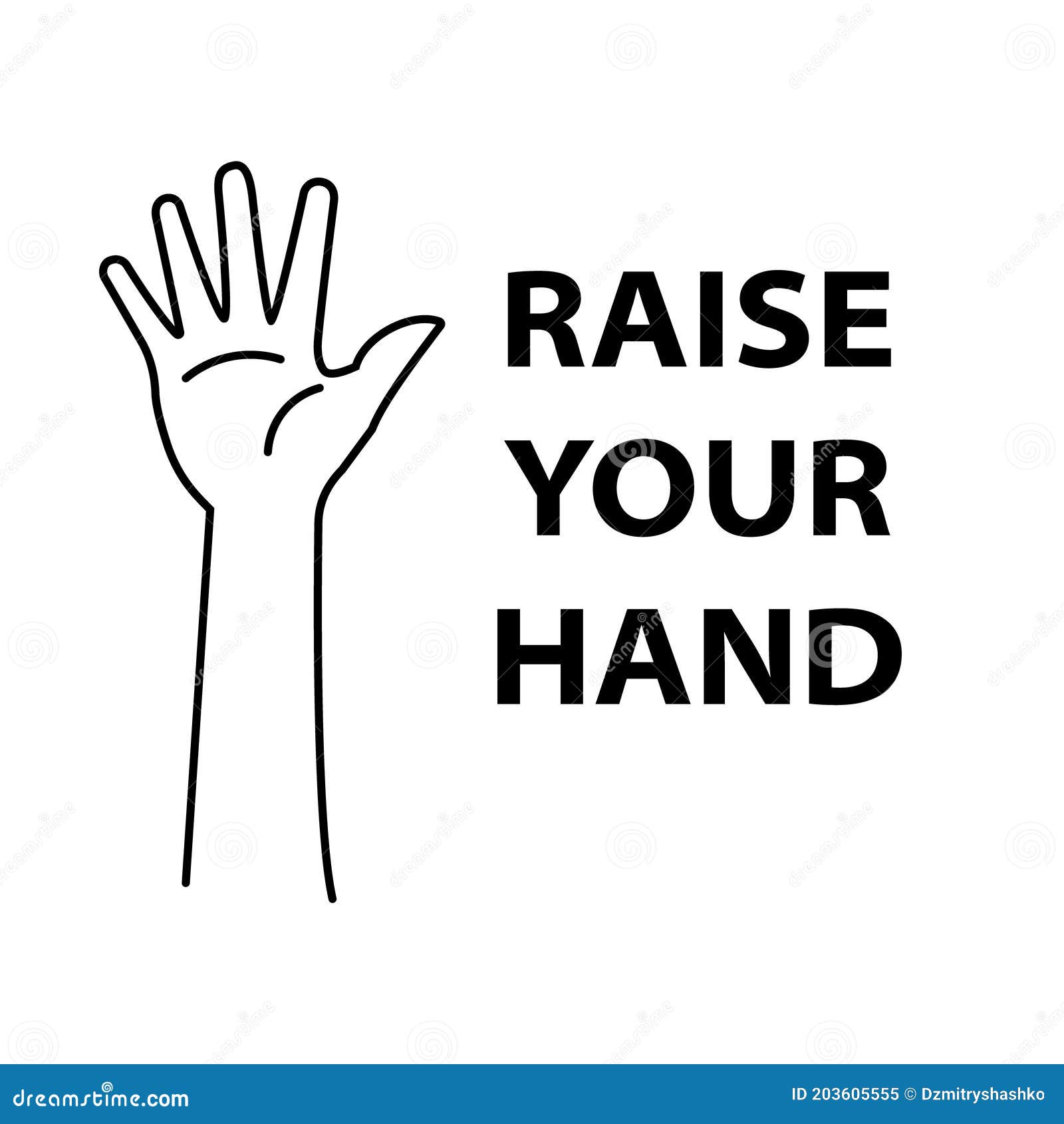 Raise Your Hand Outline Poster Stock Vector Illustration Of Line Outline