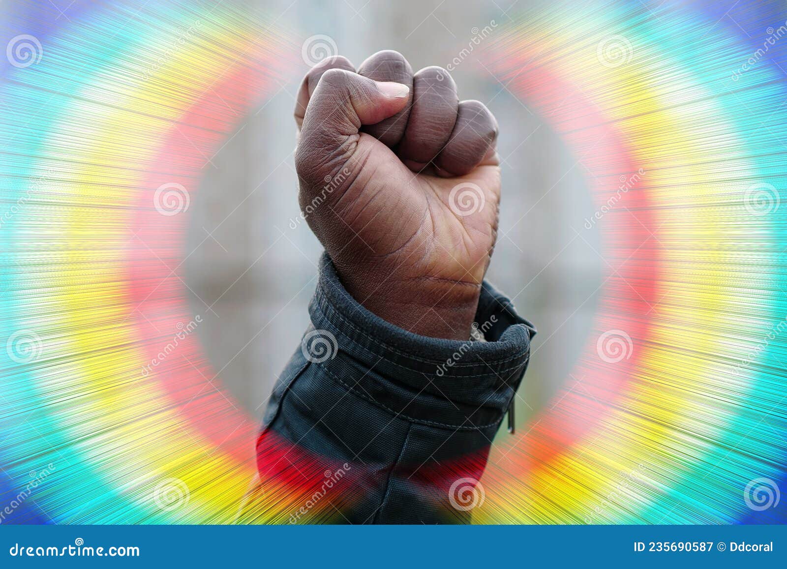 raised black man fist in protest