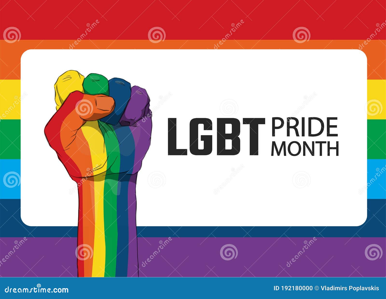 Raised Fist With Colors Of Lgbt Flag For Liberty And