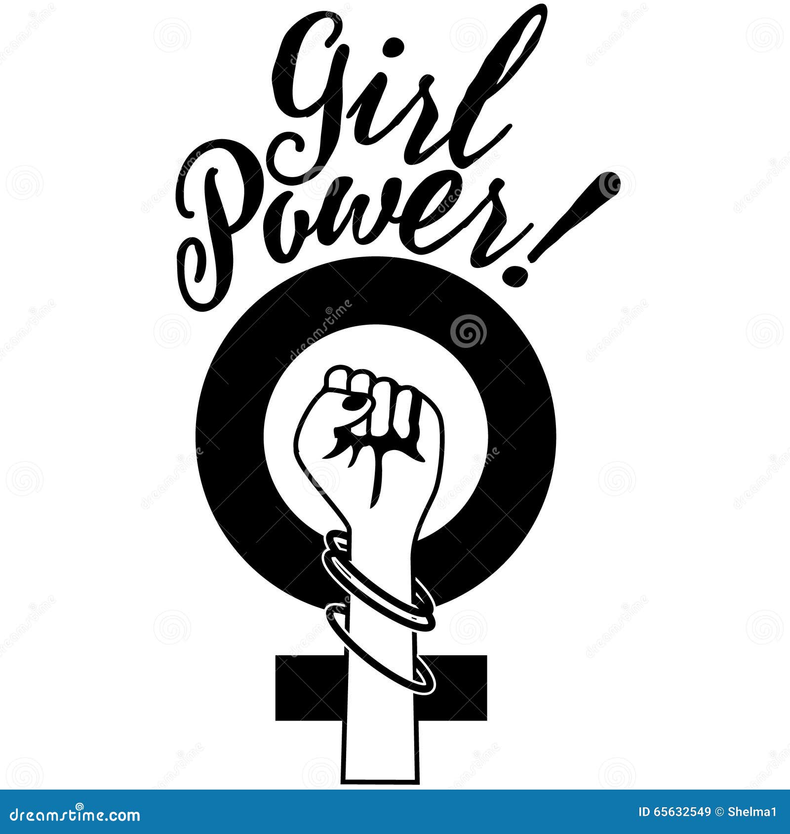 Raised fist of girl power stock vector. Illustration of equal - 65632549