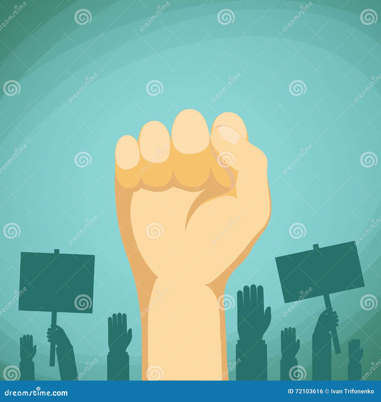 raised hand with fist. demonstration and protest. stock c