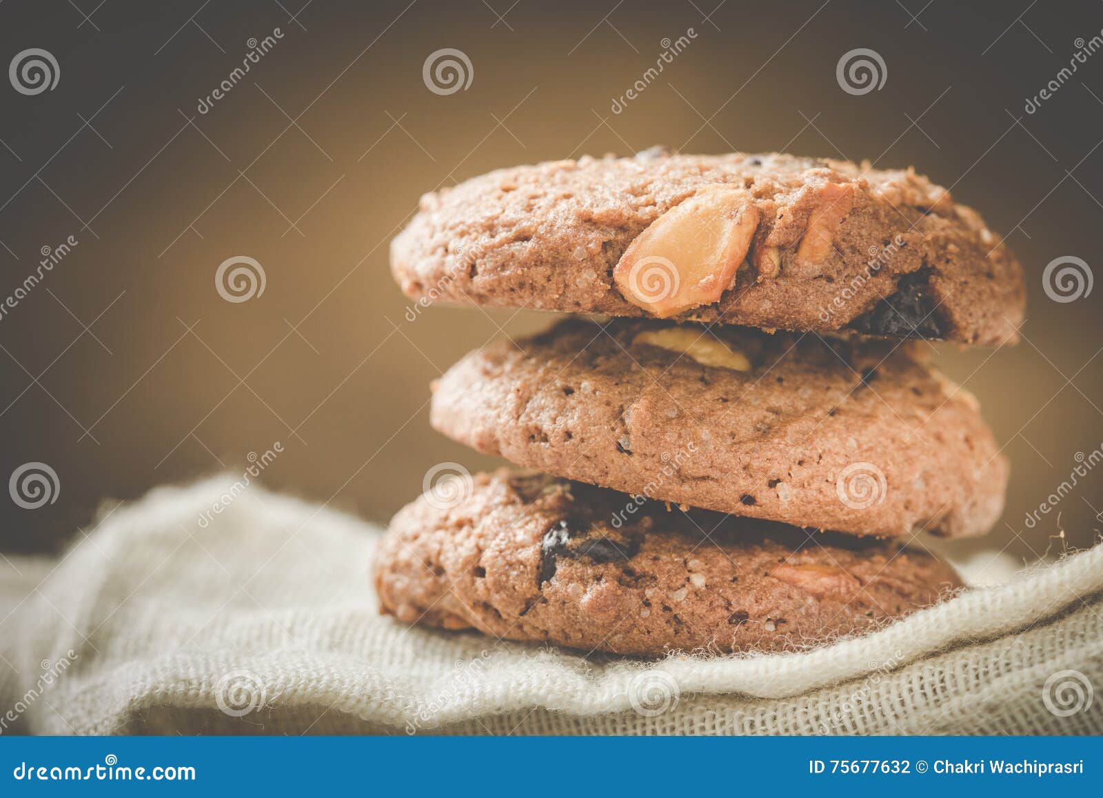 Raisin and Almond Chocolate Cookie Stock Photo Image of chocolate