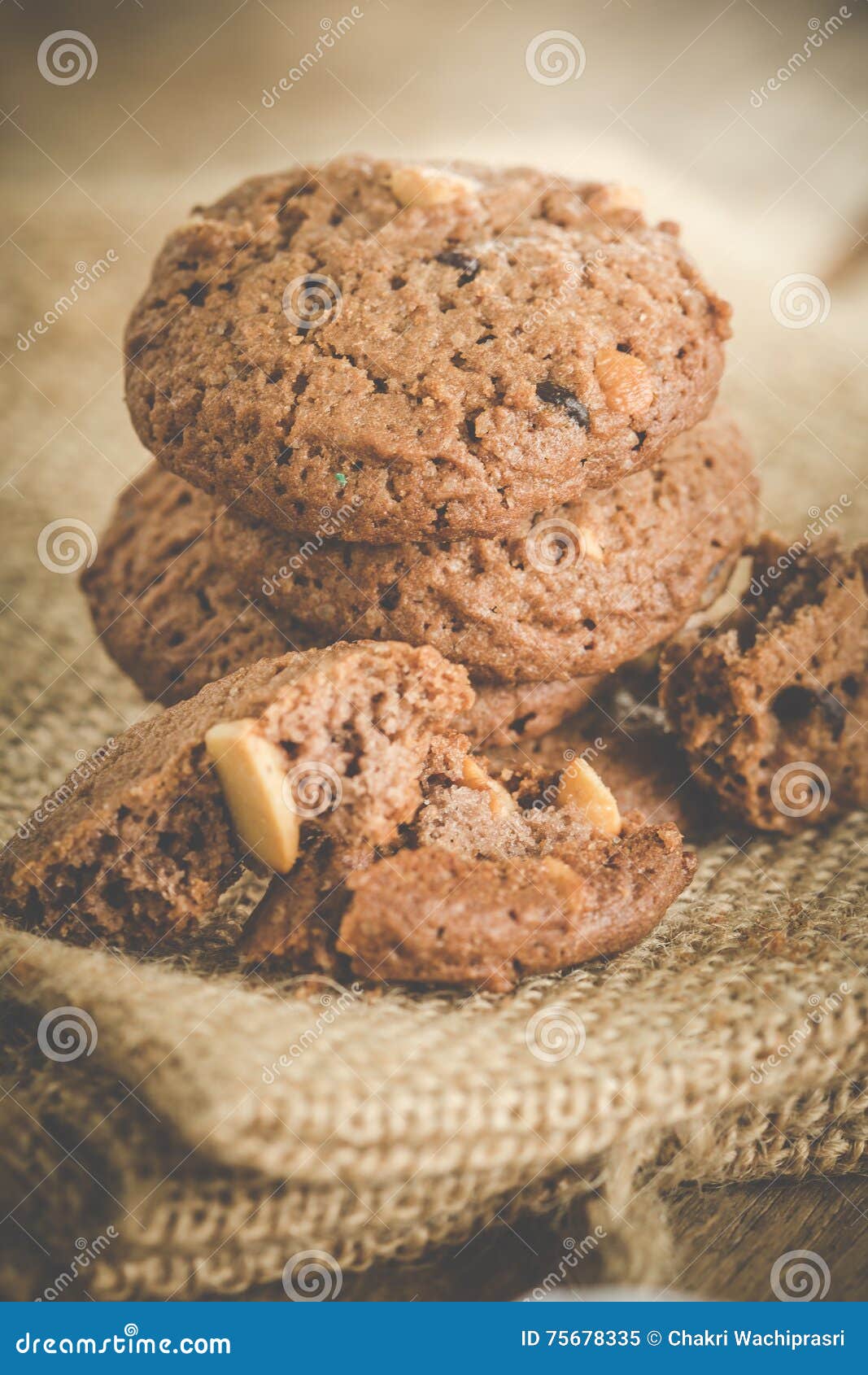 Raisin and Almond Chocolate Cookie Stock Image Image of close, chip