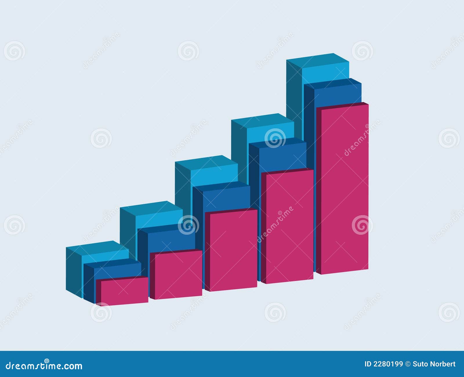 Raising charts. A graphic showing growing chart, vector illustration