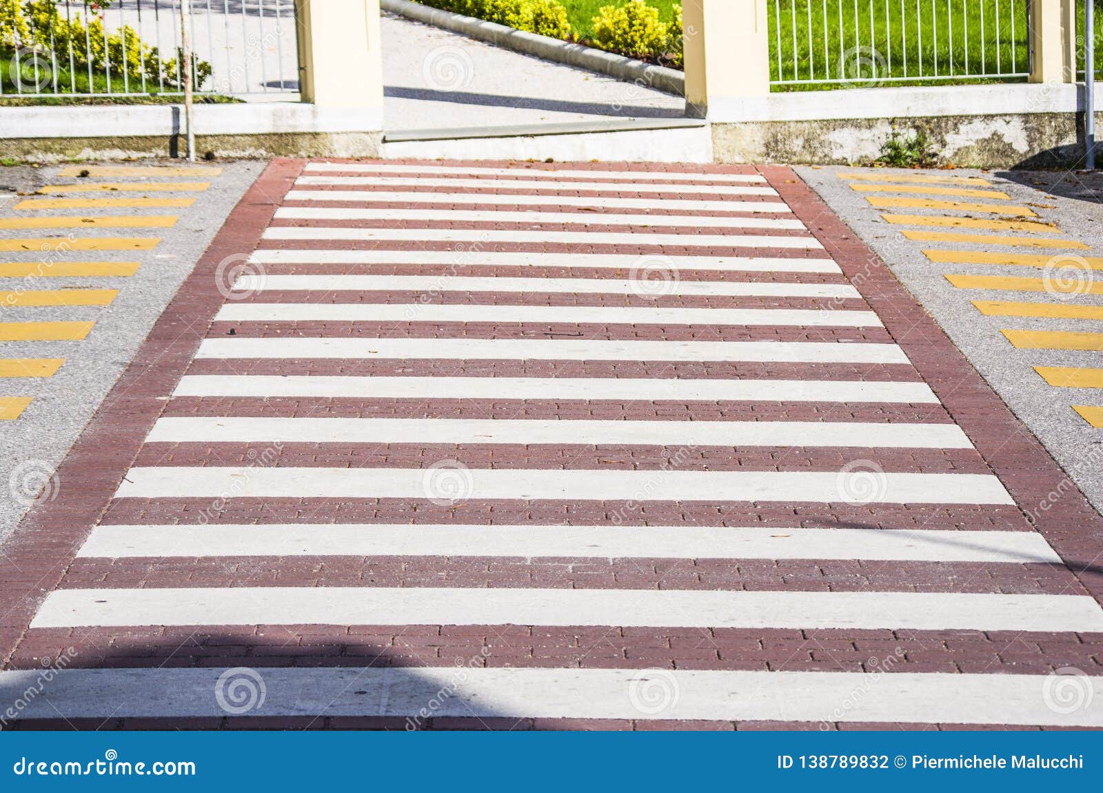 Pedestrian Crossing Marked on the Asphalt Stock Photo - Image of ...