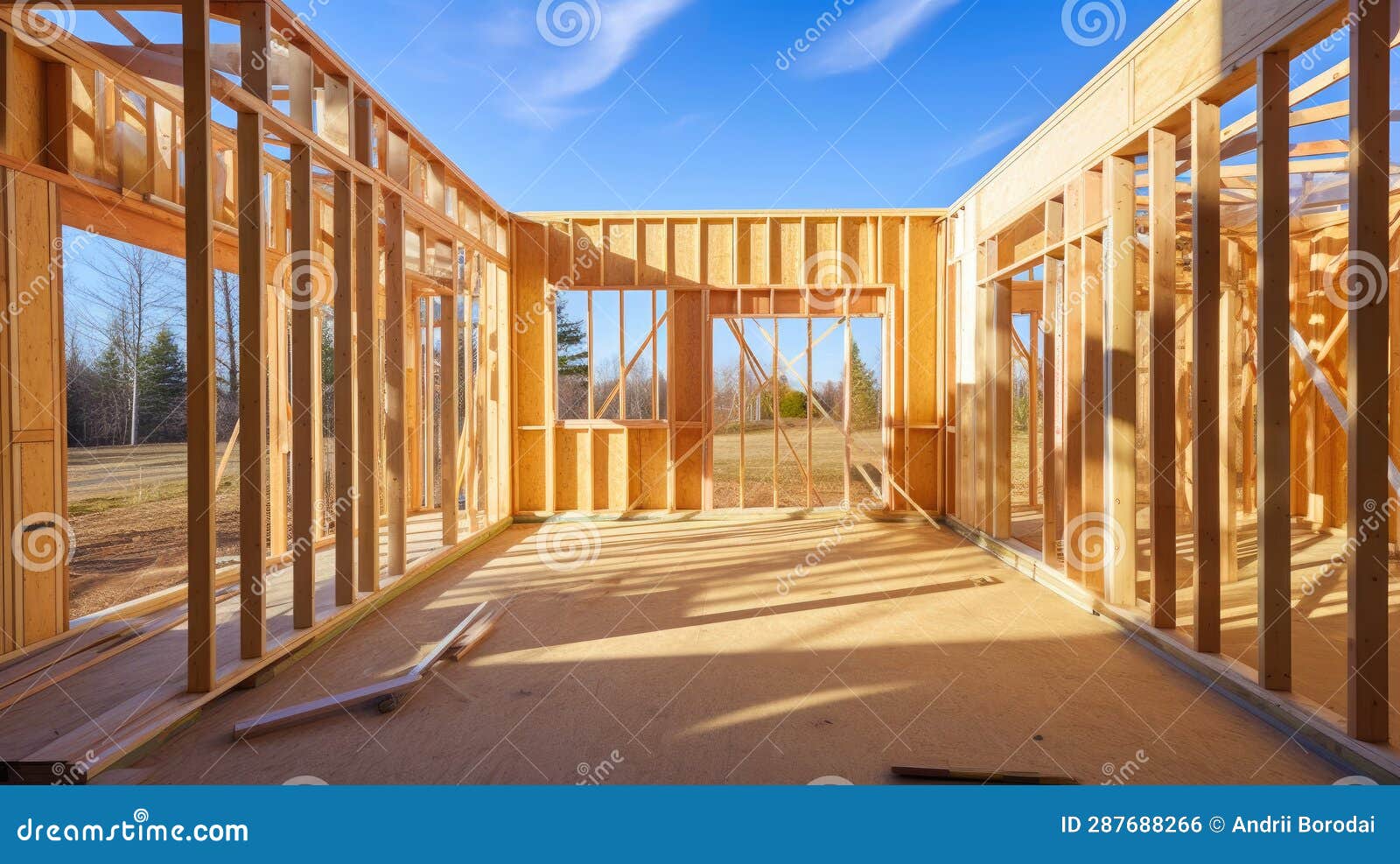 Raising the Future House Framing in Progress. Stock Illustration