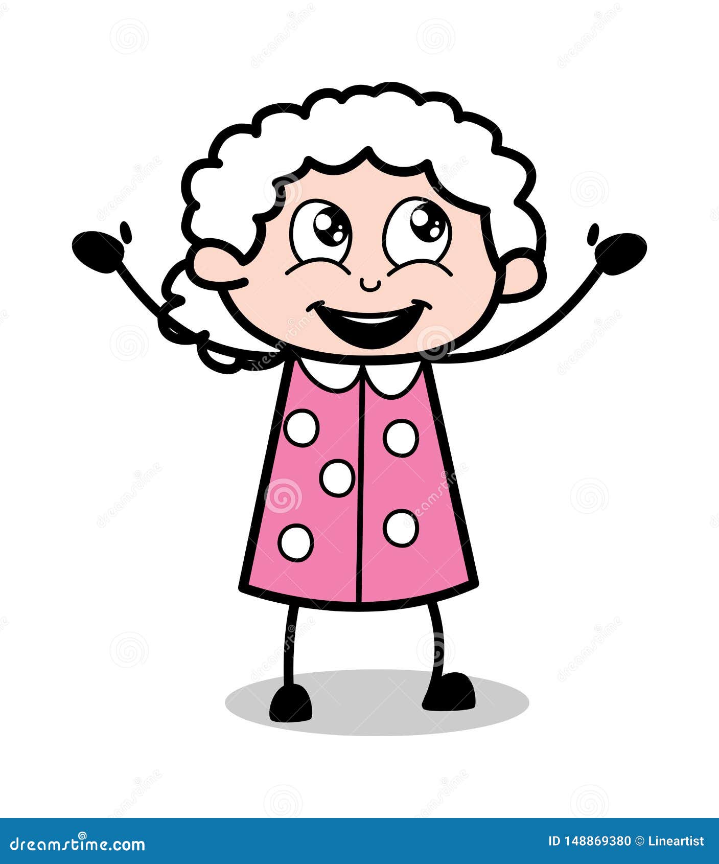 Raising Hands with Happiness - Old Cartoon Granny Vector Illustration Stock  Illustration - Illustration of excited, cheerful: 148869380