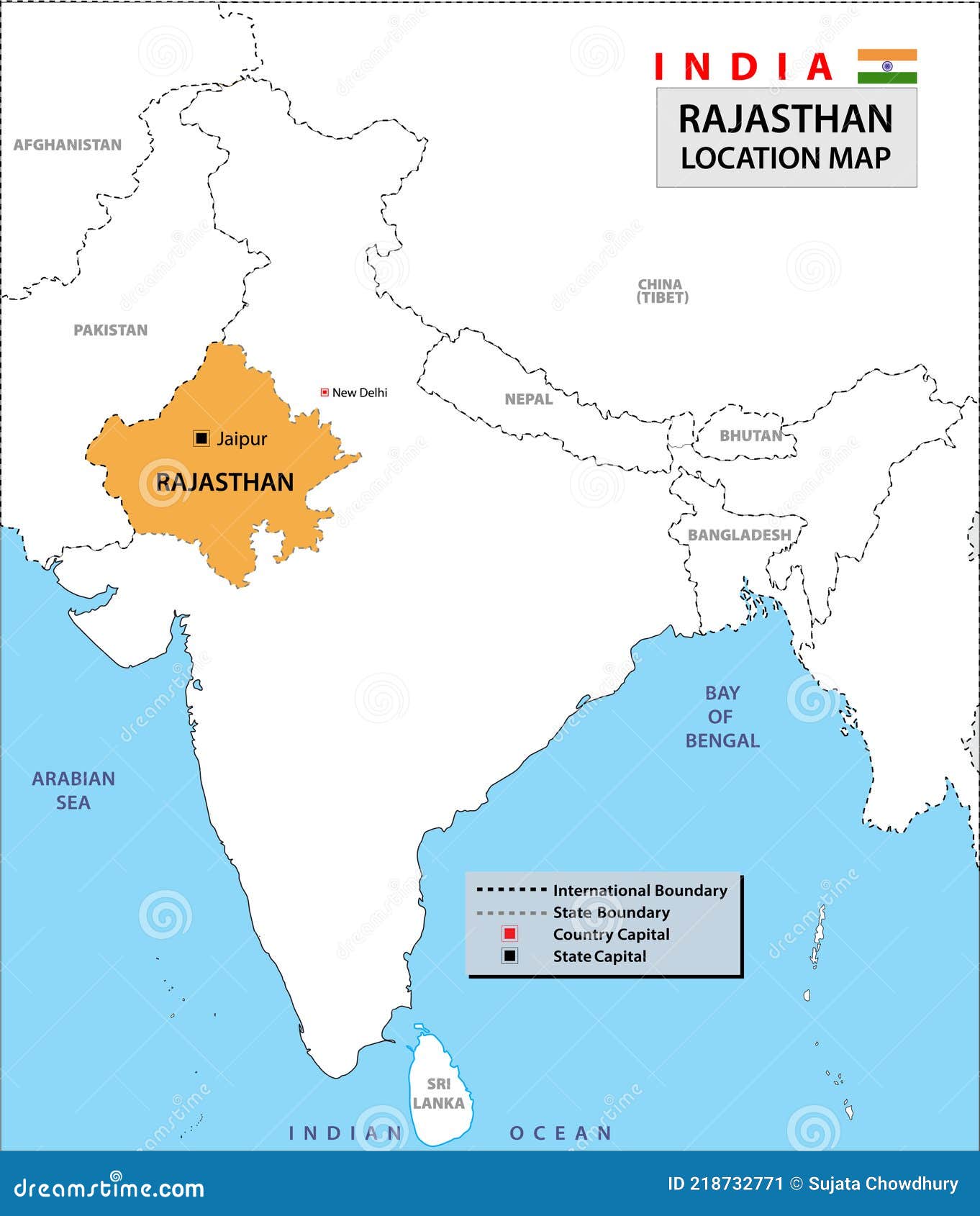 Rajasthan Map. Political and Administrative Map of Rajasthan with