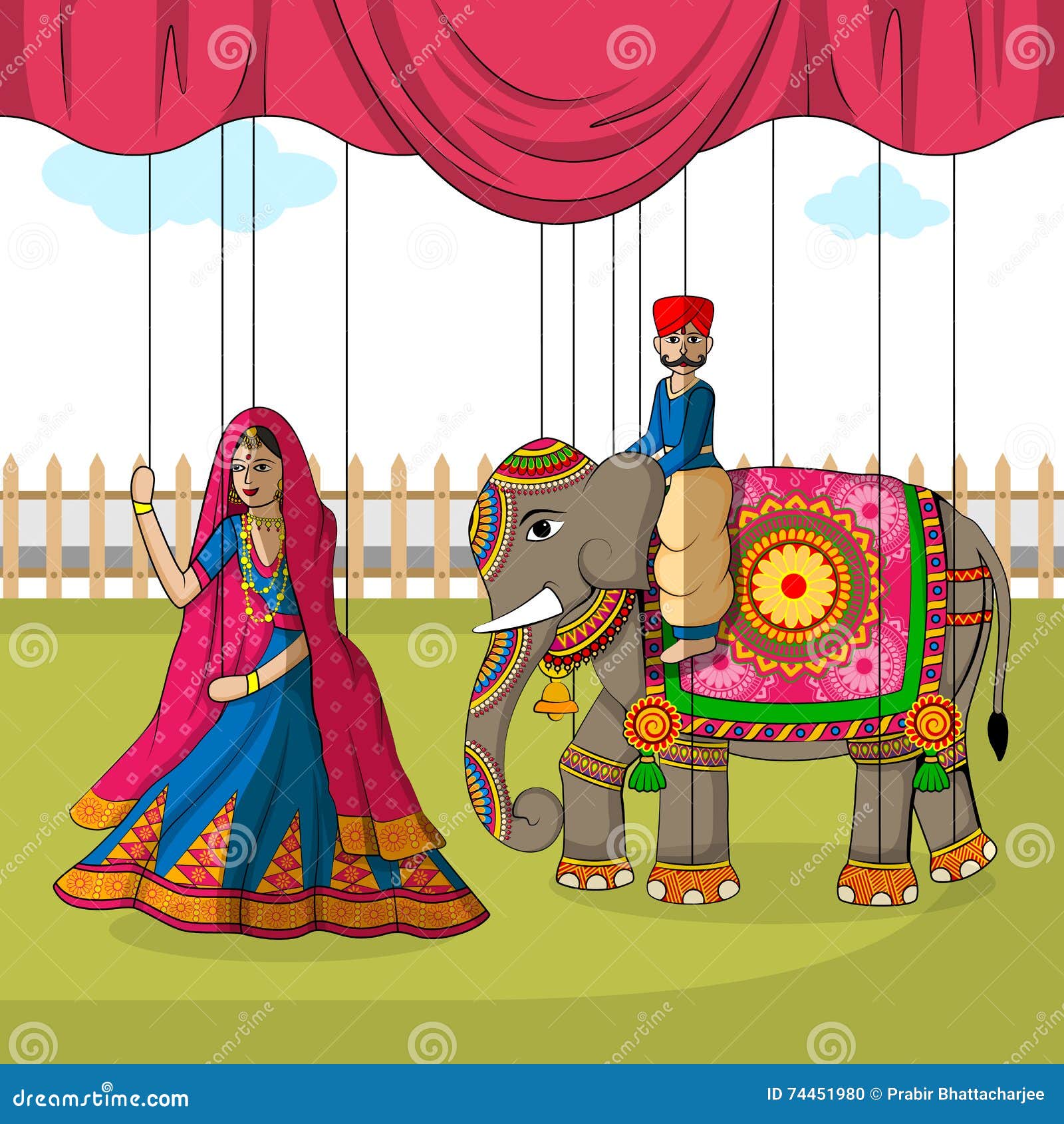 Rajasthani Puppet in Indian Art Style Stock Vector Illustration of