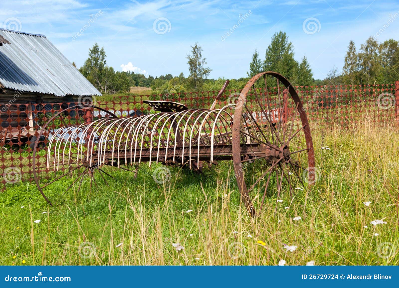 Rake hay in agriculture stock photo. Image of meadow 26729724