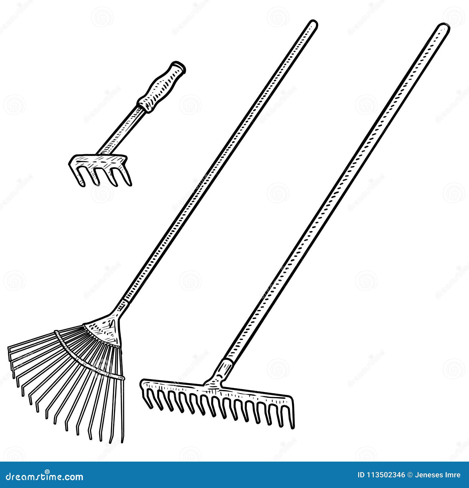 Rake Illustration, Drawing, Engraving, Ink, Line Art, Vector Stock ...