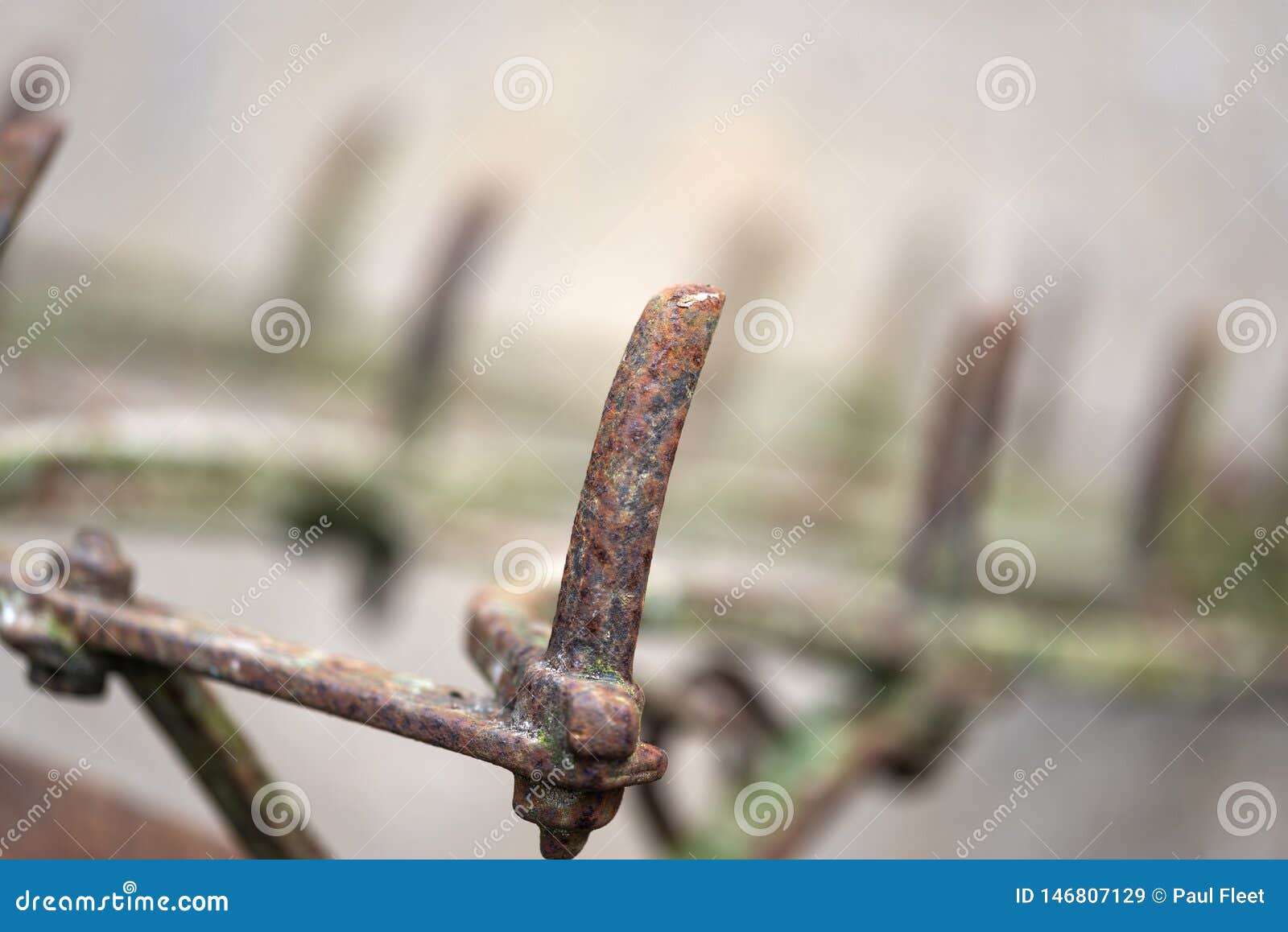 Rake prong stock image. Image of bokeh, iron, rake, vintage - 146807129