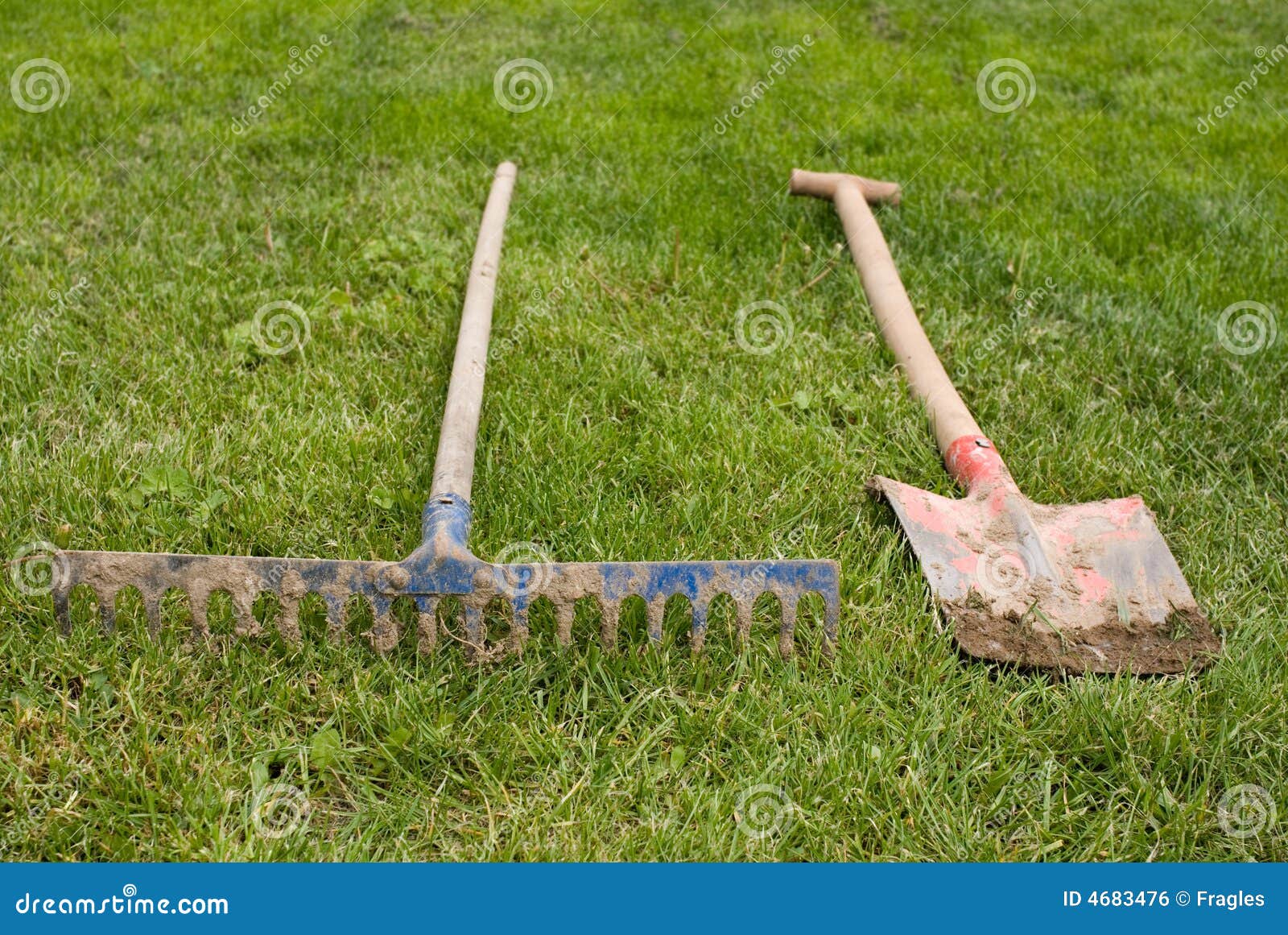 Rake and shovel stock photo. Image of grass, tool, spade 4683476