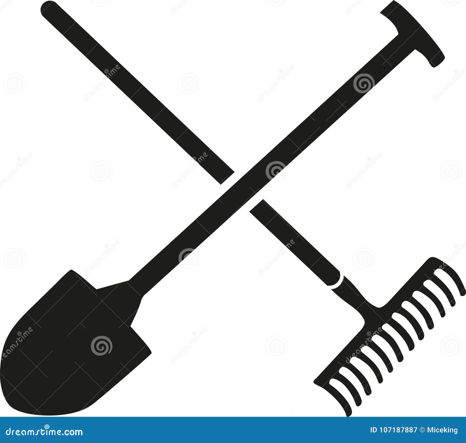 rake with shovel crossed