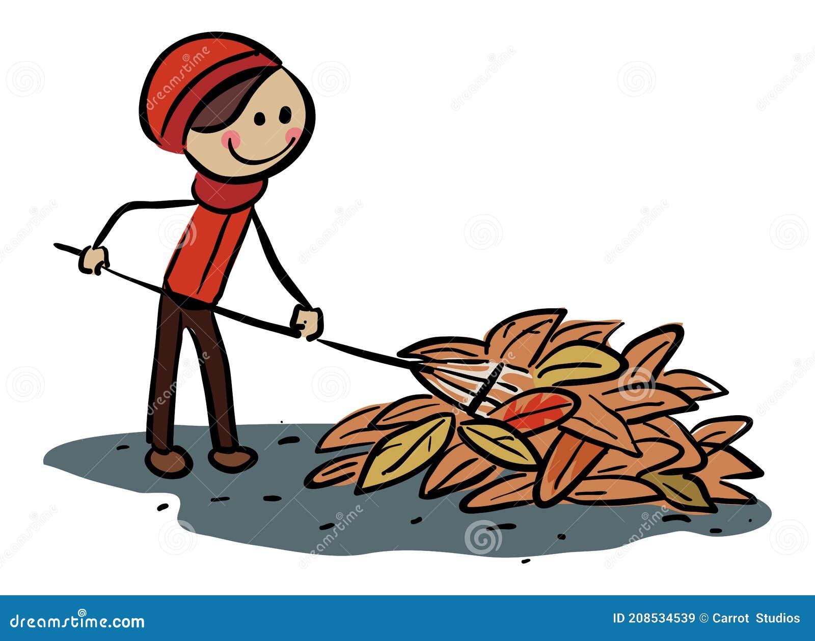 Raking Leaves Stock Illustration Vector Stock Vector Illustration of