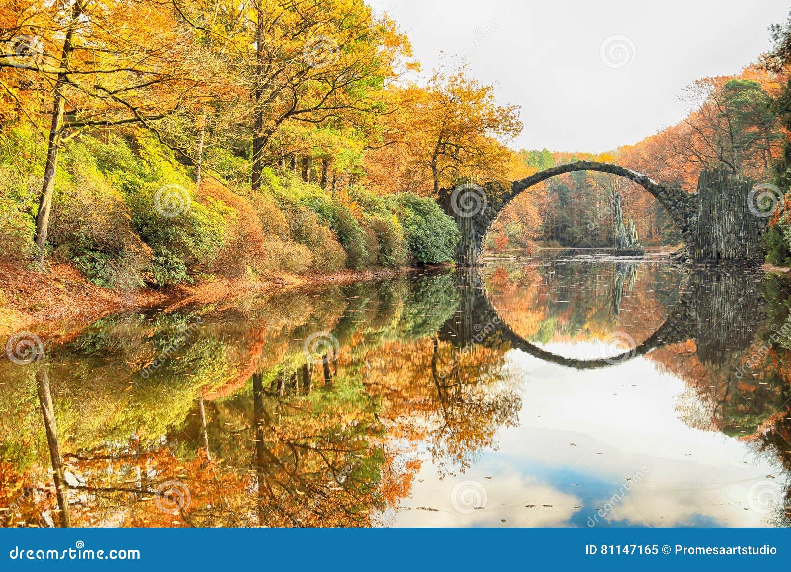 rakotz bridge rakotzbrucke, devil`s bridge in kromlau, saxony,